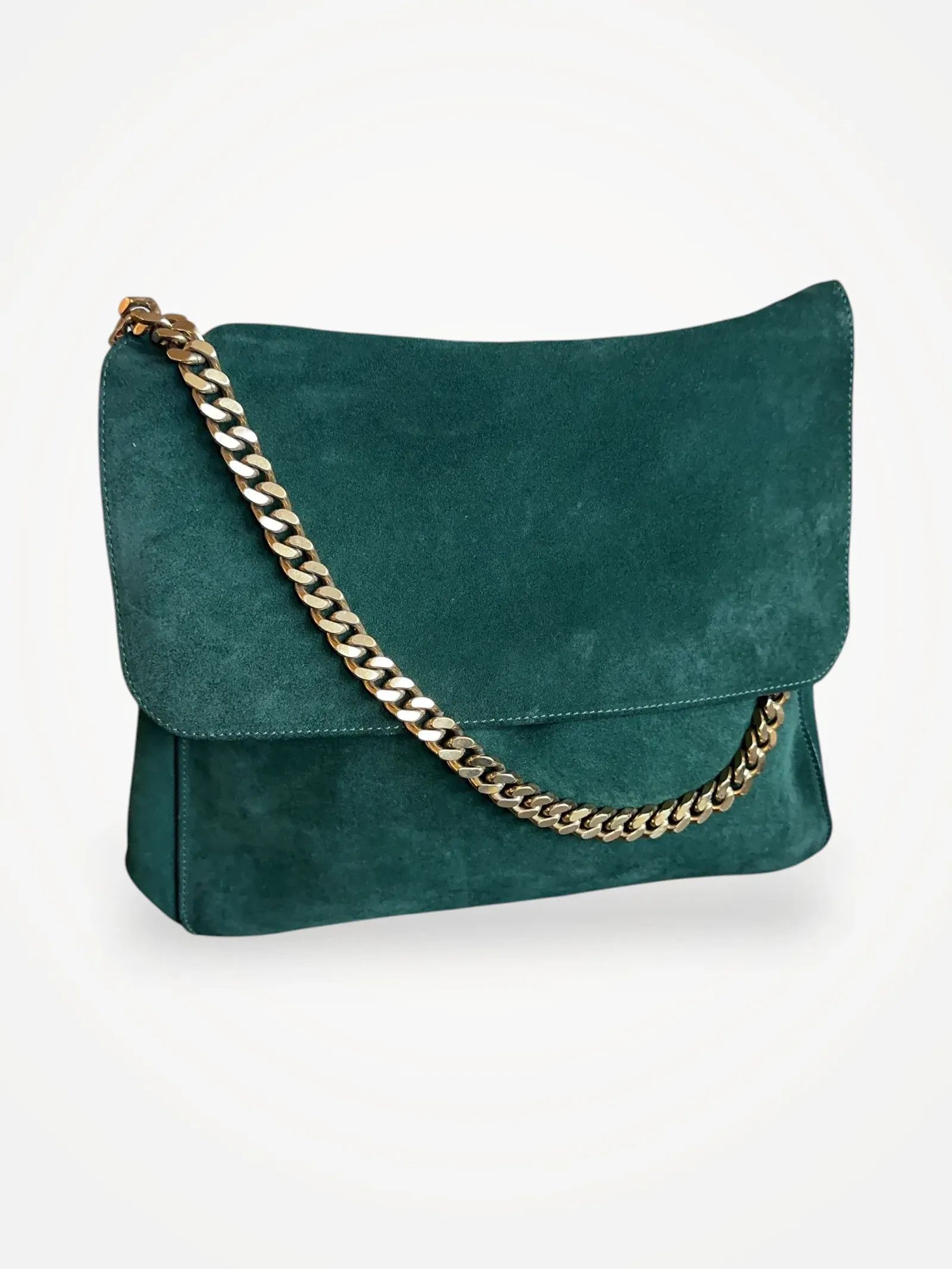 Celine Céline CÉLINE Gourmette Bag Suede Green Crossbody Bag Size ONE SIZE - 1 Thumbnail