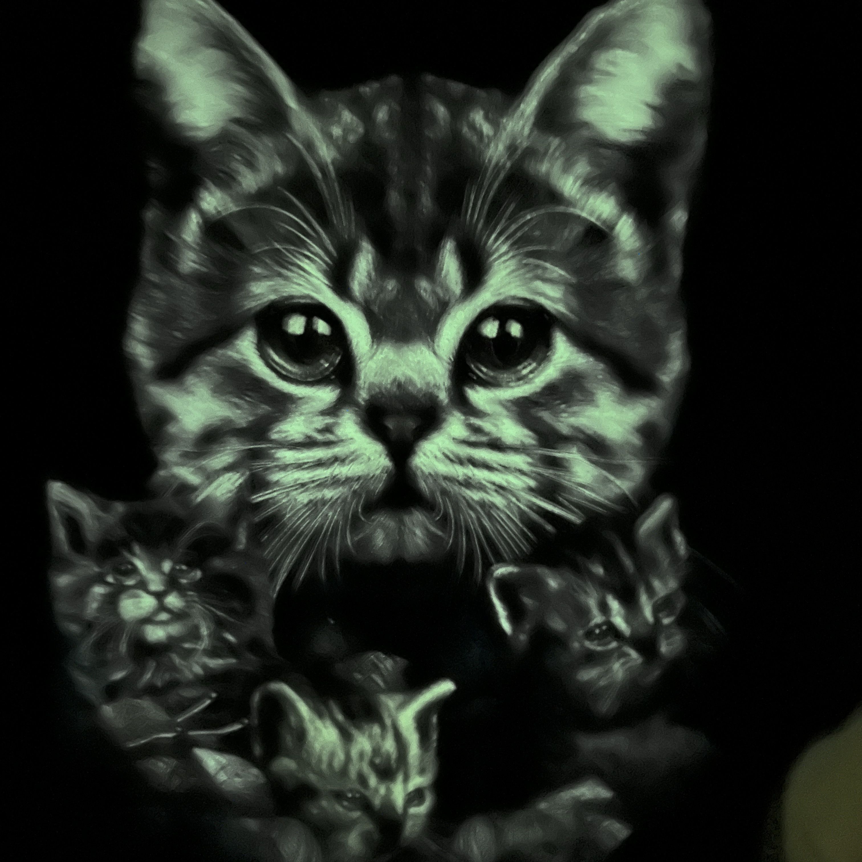 Vintage Vintage Kitty Cat Print Glowing In The Dark T-shirt Y2K Size US M / EU 48-50 / 2 - 5 Thumbnail