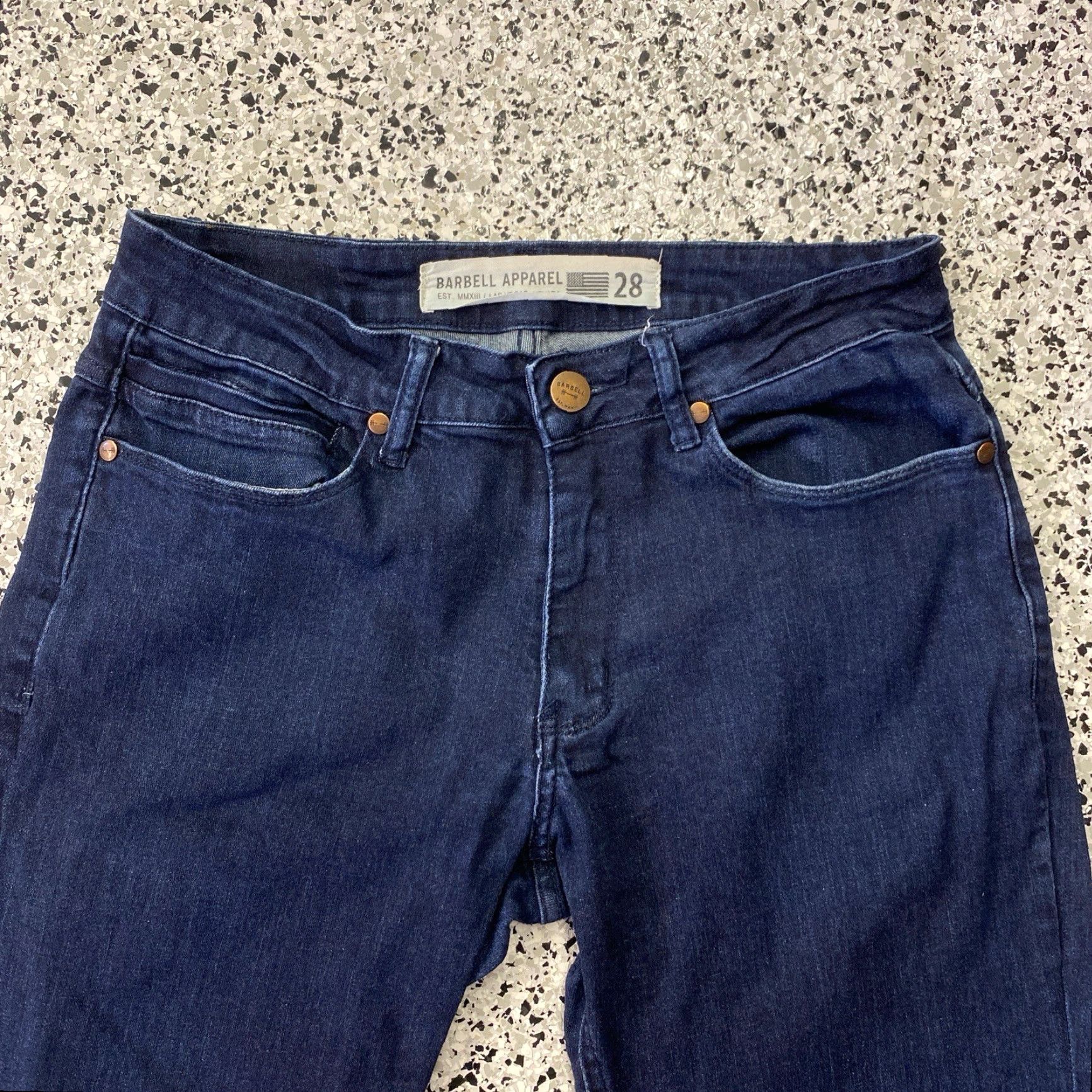 Vintage Barbell Jeans Mens 28(31x31.5) Blue Stretch Athletic Fit Denim USA Shirt? Size US 31 - 3 Thumbnail