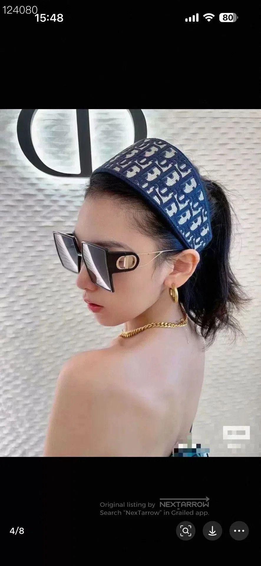Dior Dior Oblique Logo Embroidered Wide Headband. Size ONE SIZE - 7 Thumbnail