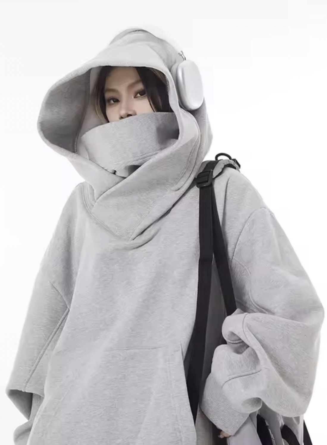 Japanese Brand Cowl Neck Techwear Hoodie - Avant-Garde High Collar Hoodie Size US L / EU 52-54 / 3 - 1 Thumbnail