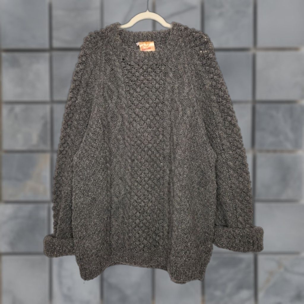 Vintage VINTAGE Spelana Handknit Wool Grandpa Cableknit Fisherman Sweater Size US XXL / EU 58 / 5 - 1 Thumbnail