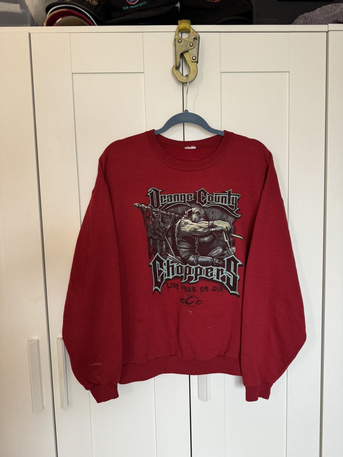 Image of Mens Sweatshirt Orange Country Choppers, 90's Y2K in Red (Size XL)