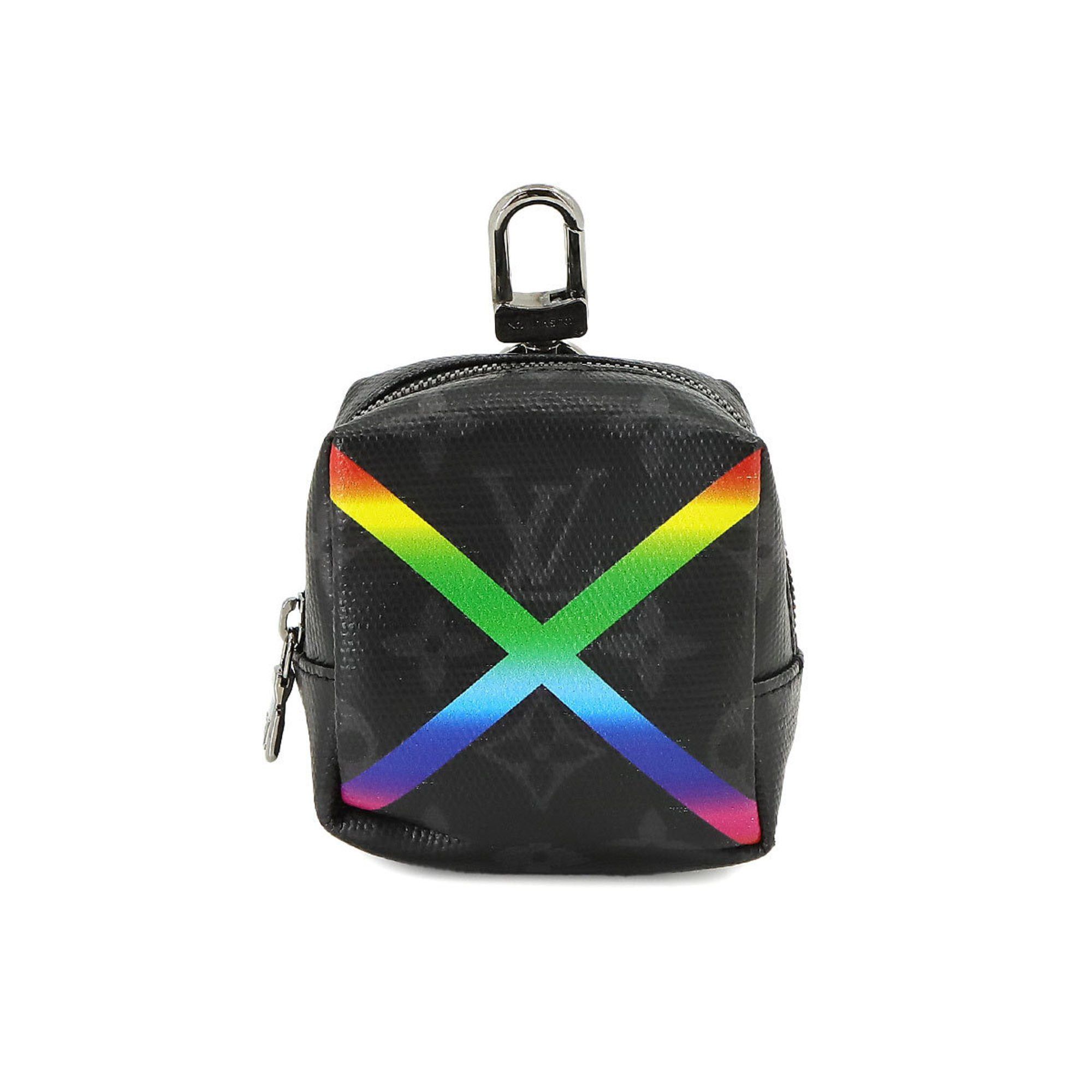 image of Louis Vuitton Shiny Monogram Eclipse Rainbow Bijoux Sac Square Pouch Black Mp2467 Silver Hardware, 