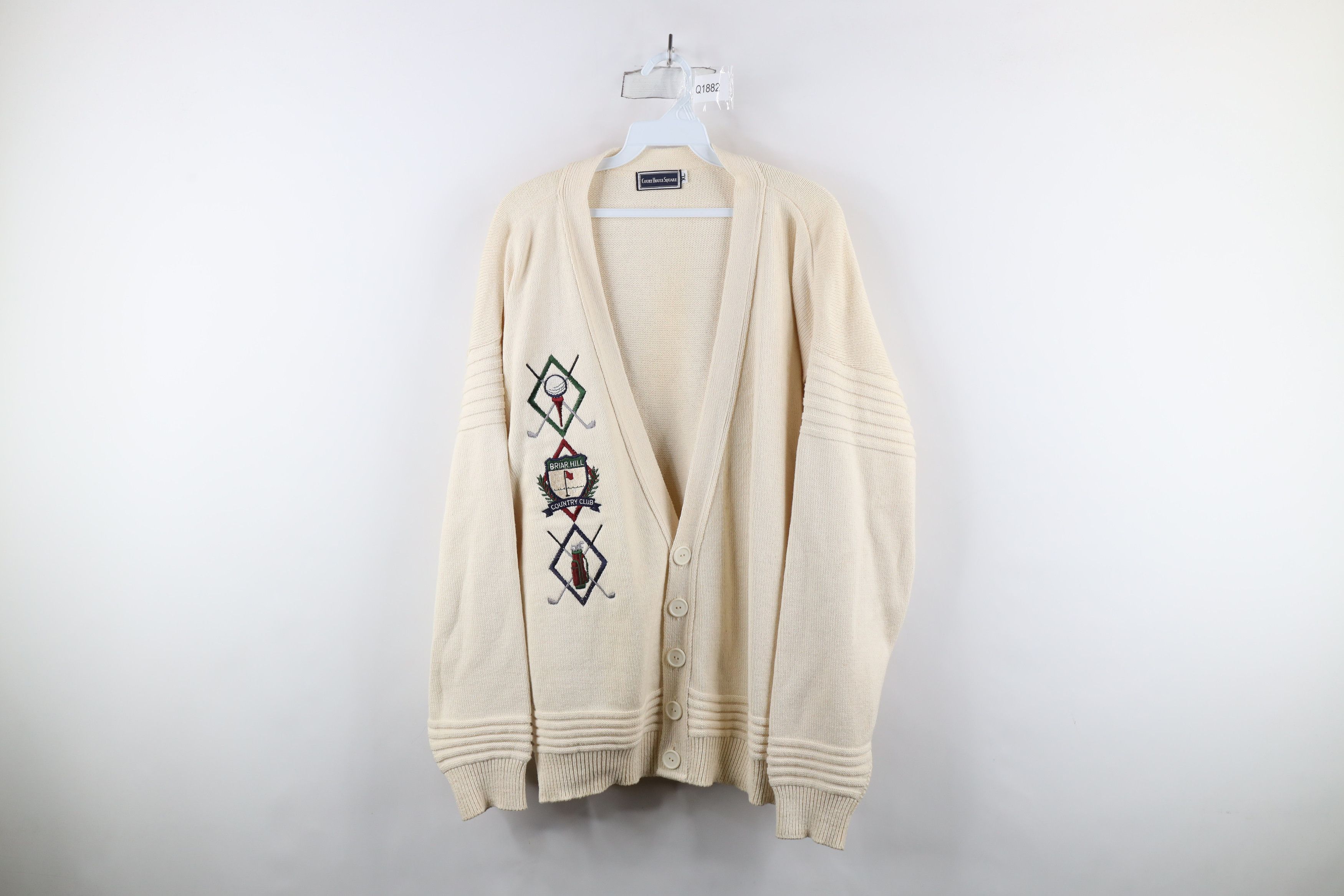Vintage Vintage 90s Golf Ribbed Knit Cardigan Sweater Cream USA Size US XL / EU 56 / 4 - 1 Thumbnail