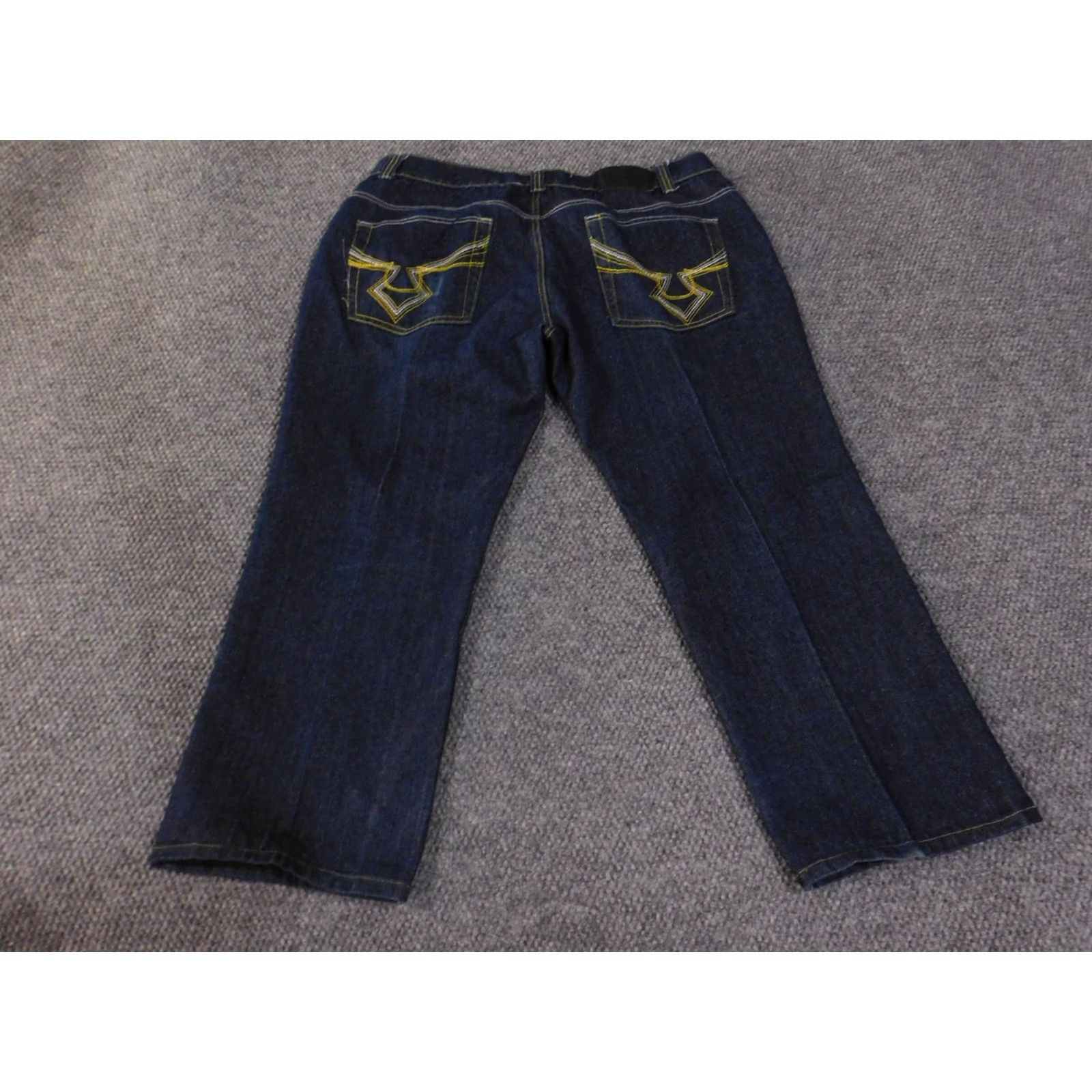 Denime Old Skool Jeans Mens 40 Blue Dark Wash Wide Leg Baggy Embroidered Pockets Denim Size US 40 / EU 56 - 2 Thumbnail