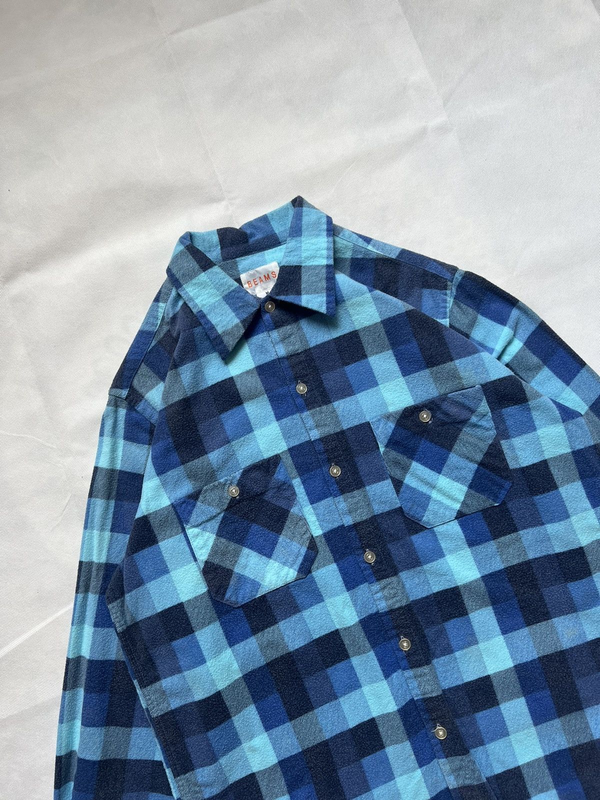 Beams Plus Beams Japanese Brand Blue Plaid Flannel Checkered Size US M / EU 48-50 / 2 - 11 Thumbnail