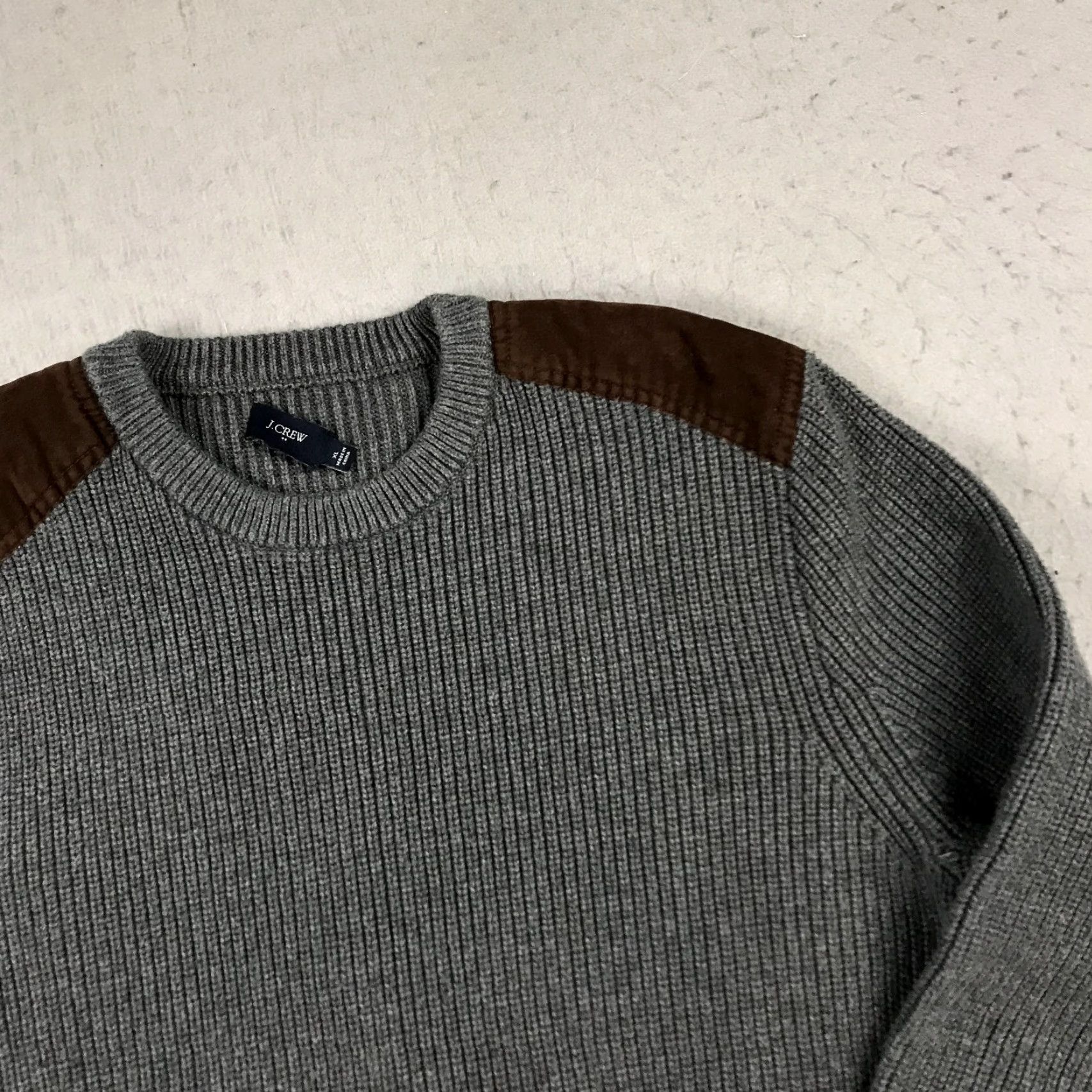 J.Crew J.CREW Sweater Mens XL Gray Brown Ribbed Heavy 100% Cotton Crewneck Knit Shirt Size US XL / EU 56 / 4 - 3 Thumbnail