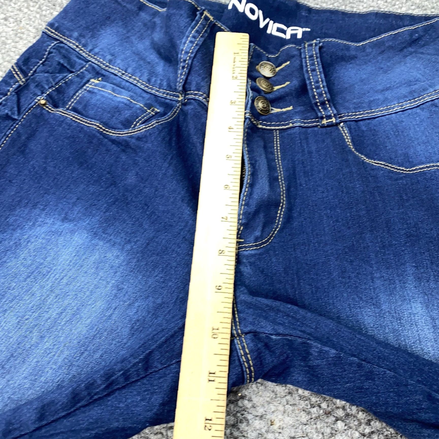 Vintage Novica Jeans Womens 14 Blue Jegging Skinny Stretch Denim Ruffle Side Trim Pants Size 36" / US 14 / IT 50 - 7 Thumbnail