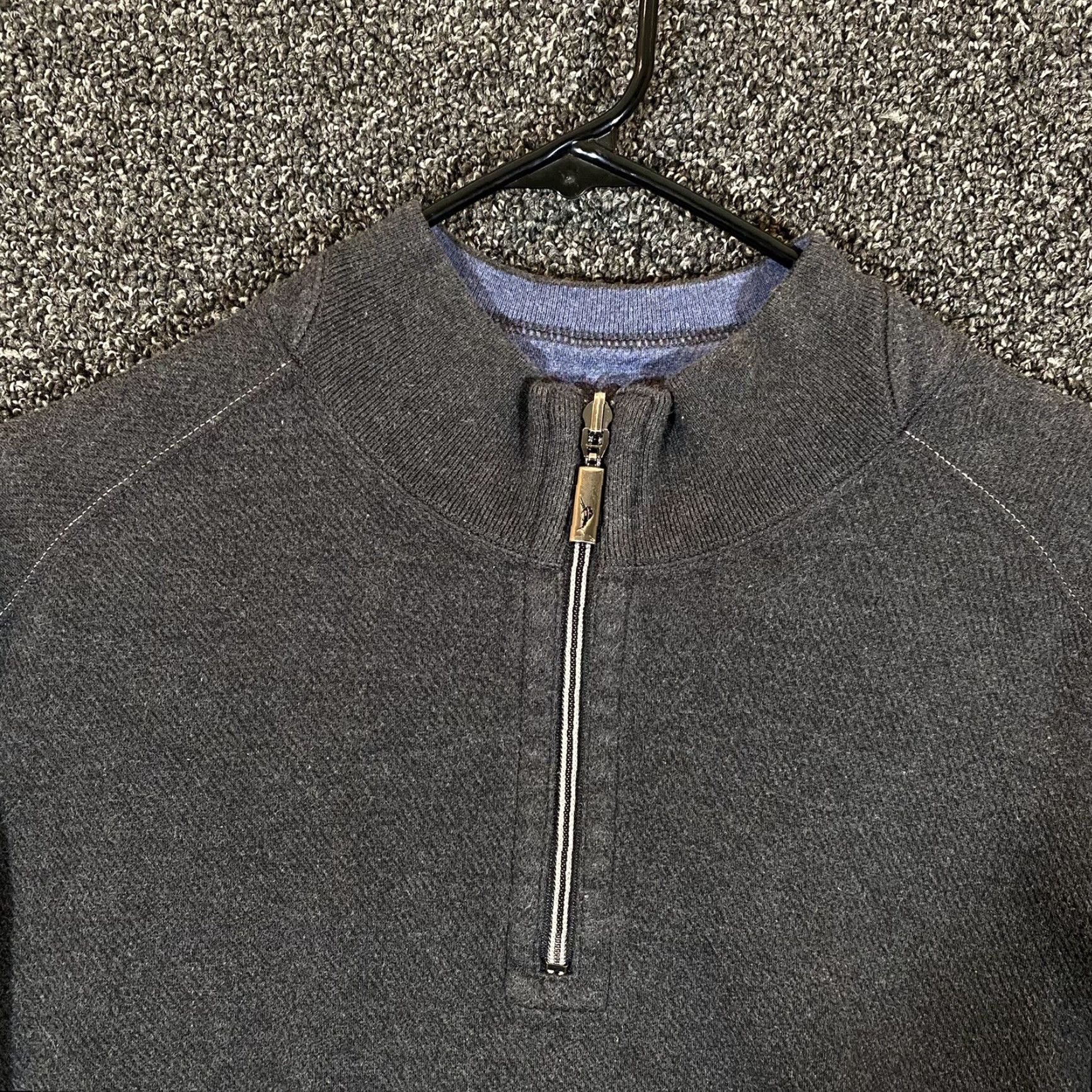 Tommy Bahama TOMMY BAHAMA Pullover Mens Large Gray Quarter 1/4 Zip Sweater Golf Casual Preppy Size US L / EU 52-54 / 3 - 2 Thumbnail