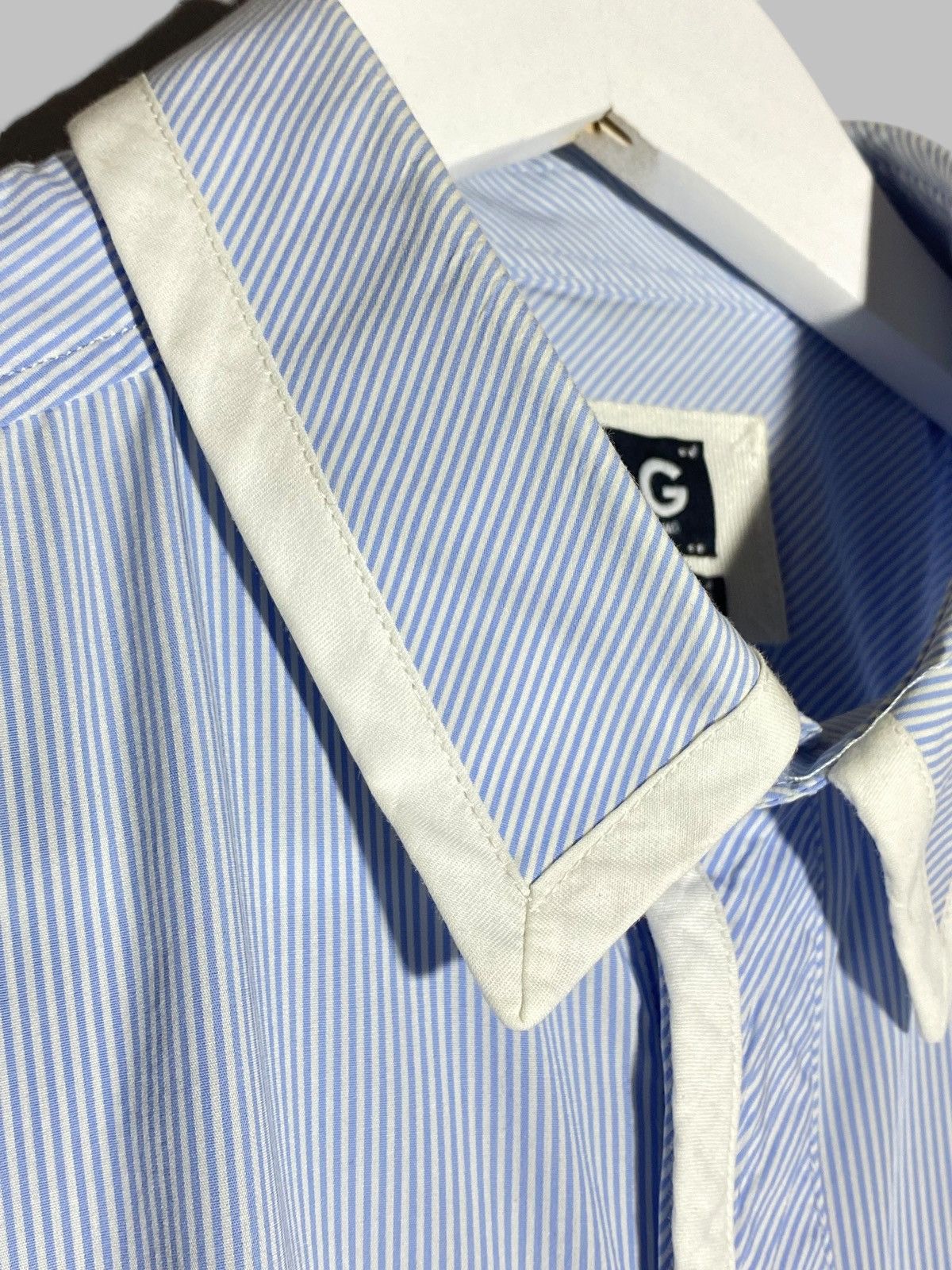 Dolce & Gabbana Dolce & Gabbana Blue White Pinstripe Dress Shirt Slim Fit Size US M / EU 48-50 / 2 - 5 Thumbnail