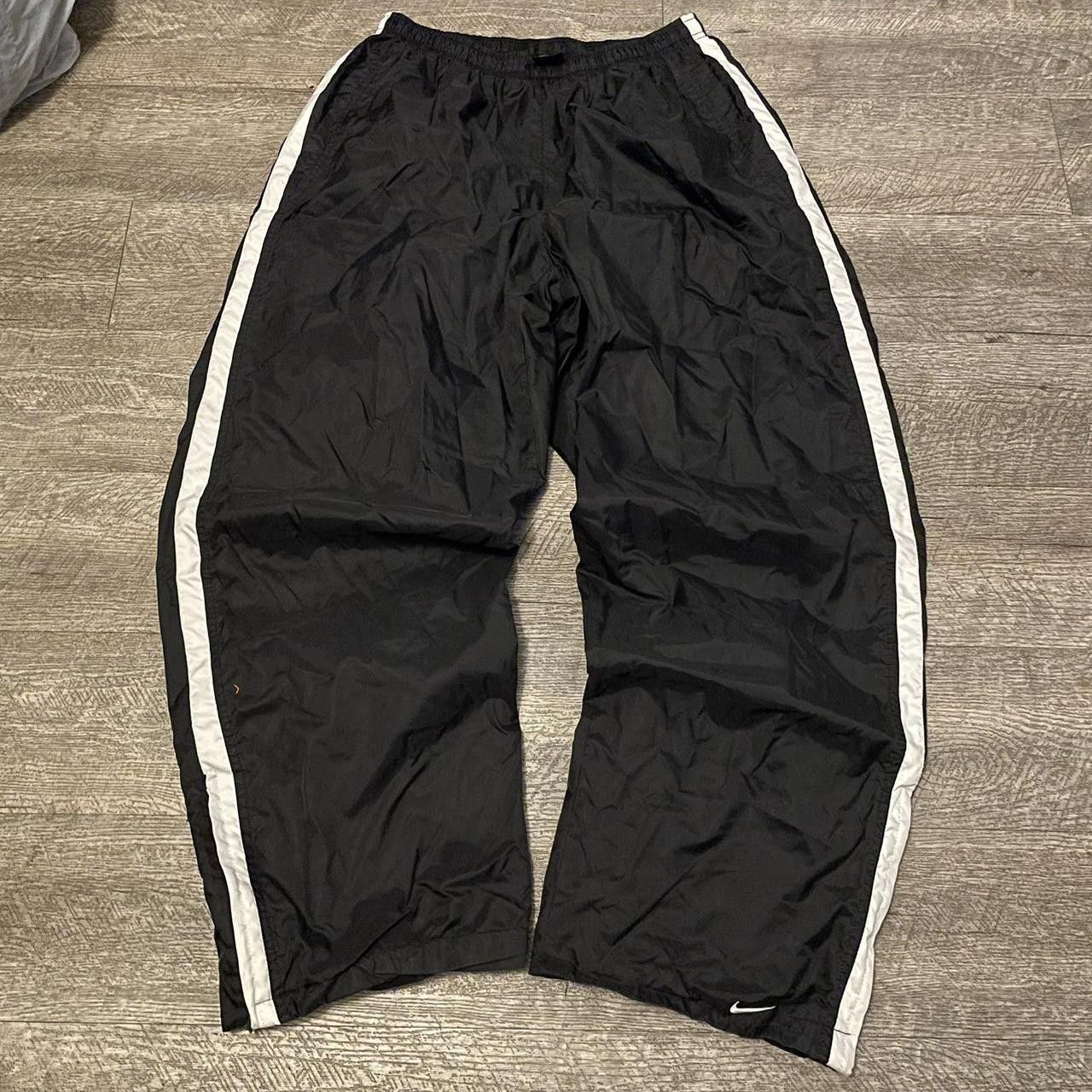 90s nike wide track pants 90s Nike y2k zip wide nylon pants