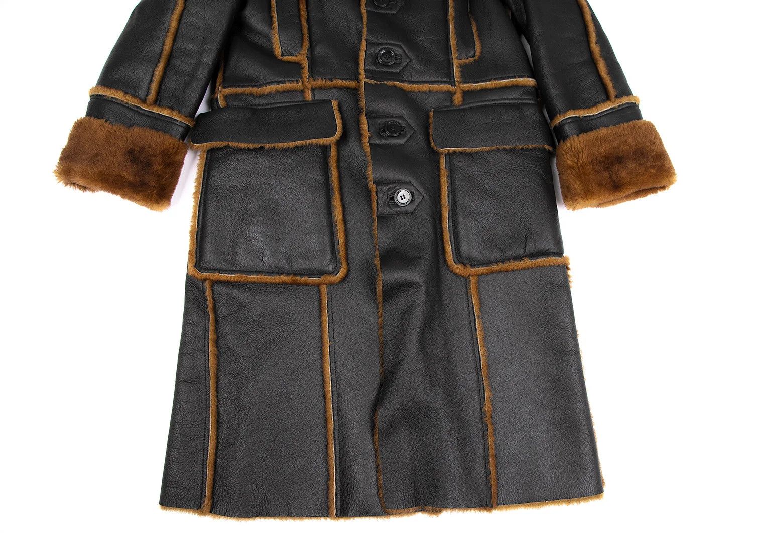 Jean Paul Gaultier Real Sheepskin Coat in Black/Brown Size 48 Size US M / EU 48-50 / 2 - 7 Thumbnail