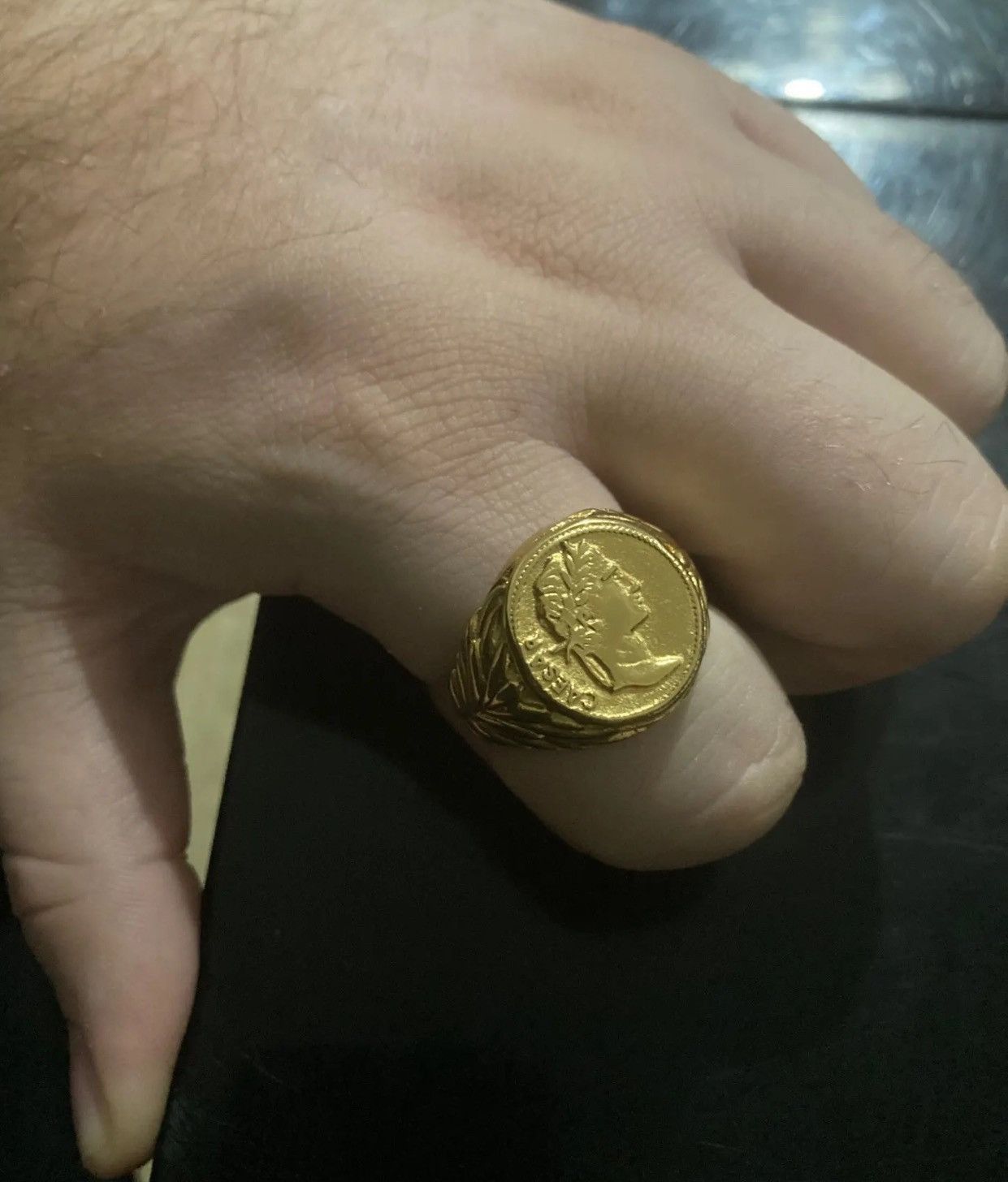 Jewelry Gold Color Julius Caesar Head Ring (Size 7-13) Size ONE SIZE - 2 Thumbnail