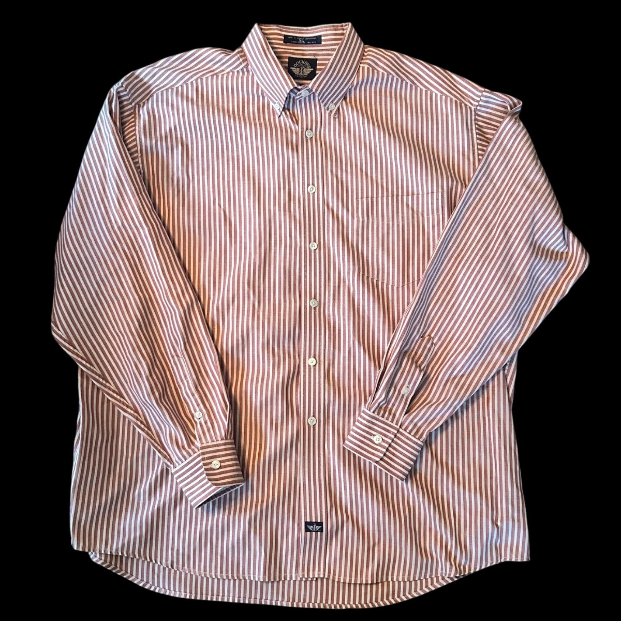 Dockers Vintage Dockers Striped Wrinkle Free Button Down Oxford Shir Size US XL / EU 56 / 4 - 1 Thumbnail