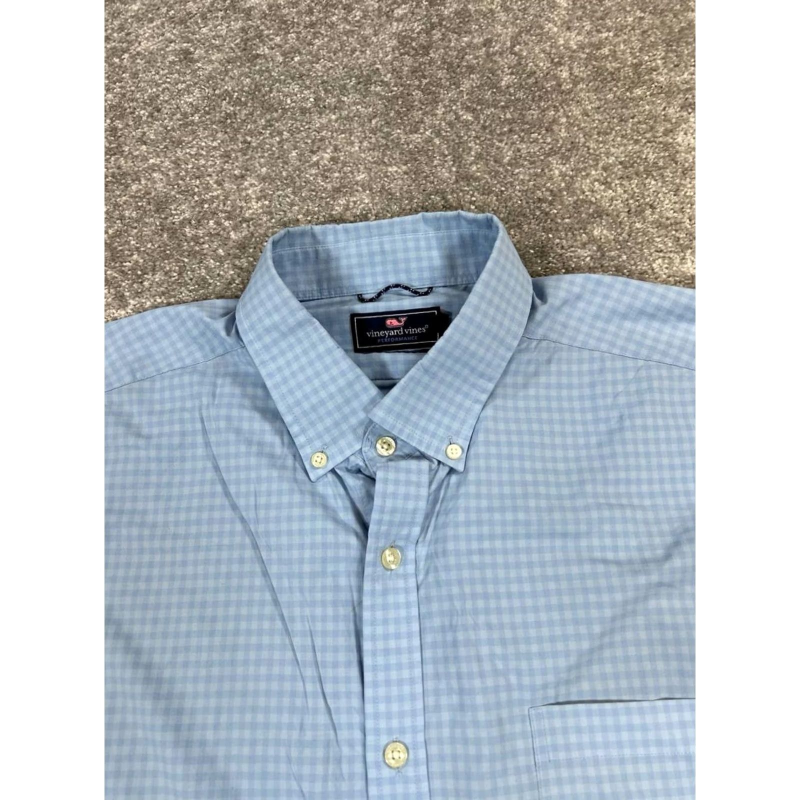 Vineyard Vines Vineyard Vines Button-Up Shirt Mens 2XL Blue Check Nylon Regular Collared Long Sleeve Shirt Mens Blue Check Up 2XL Size US XXL / EU 58 / 5 - 2 Thumbnail