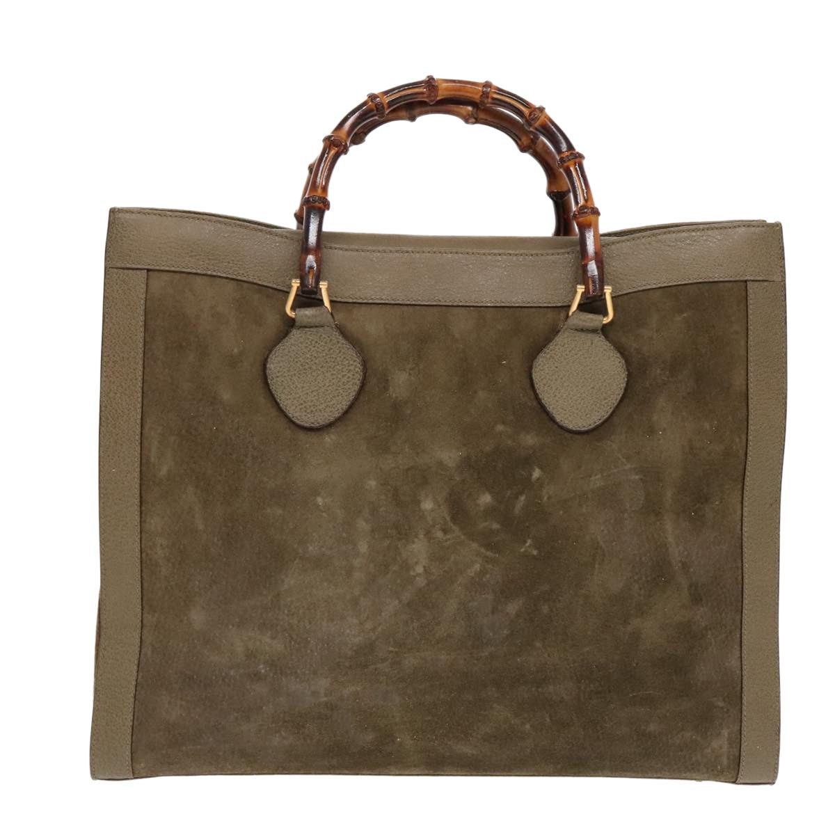 Gucci GUCCI Bamboo Hand Bag Suede Khaki Gold 002 1186 002 1186 Size ONE SIZE - 2 Thumbnail