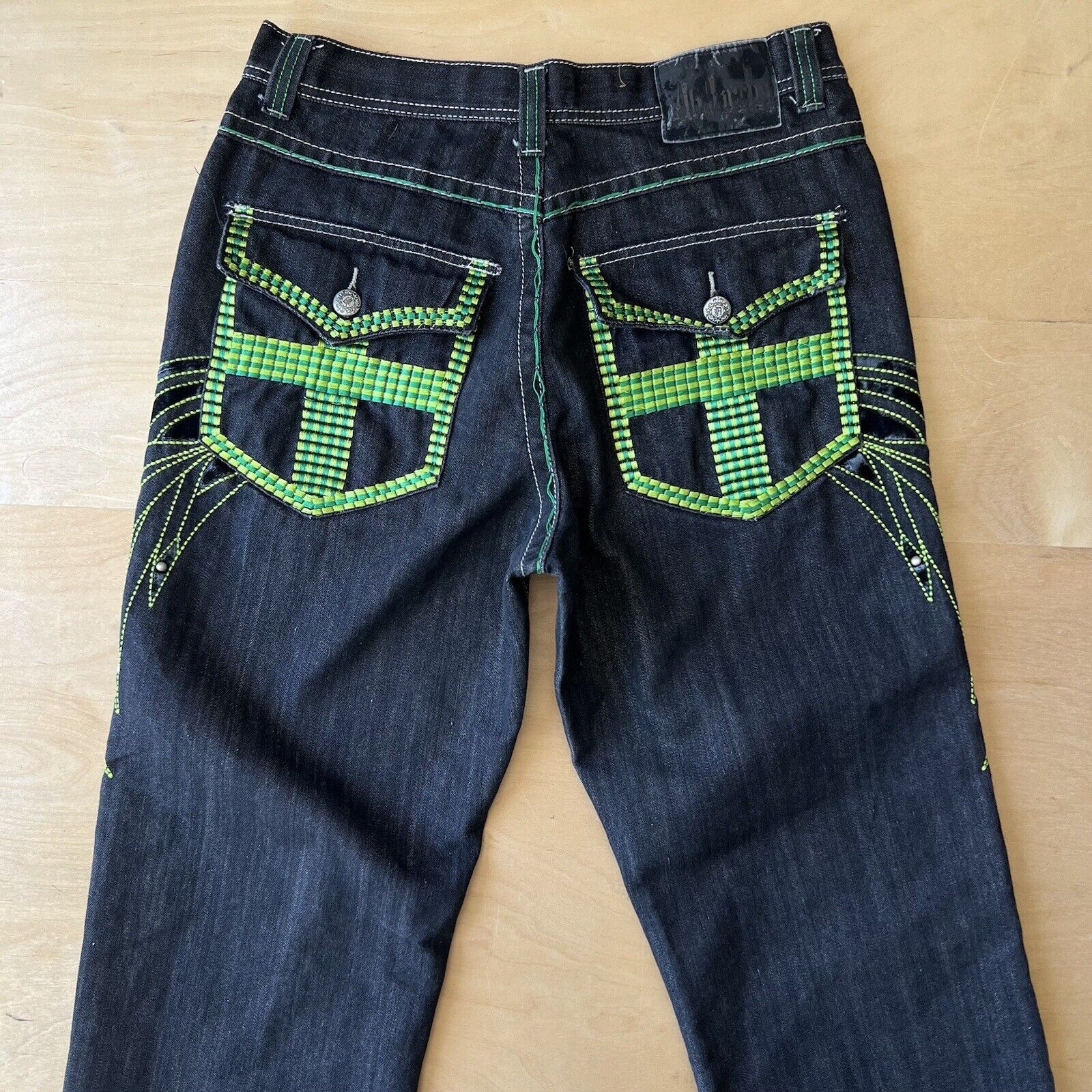 Vintage Vintage Jeans 33 Black Green Baggy Denim Skater Punk Grunge Size US 33 - 5 Thumbnail