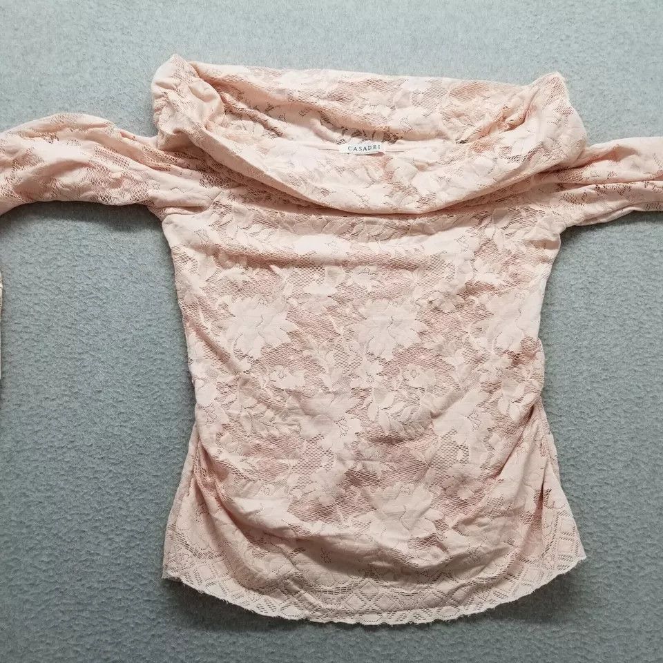 Casadei Casadei Blouse Womens Medium Pink Lace Floral Size M / US 6-8 / IT 42-44 - 9 Thumbnail