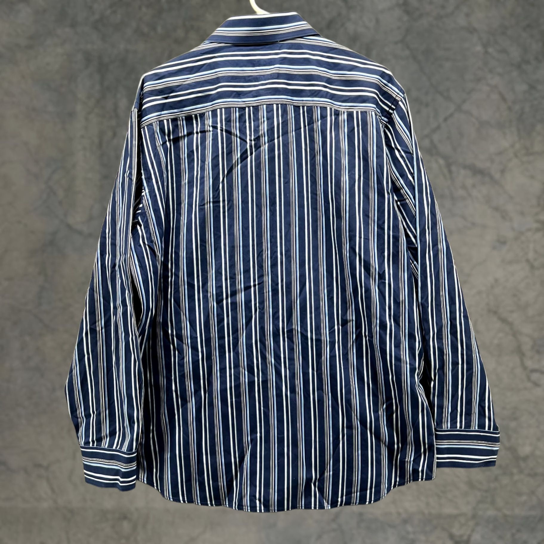 BUGATCHI Bugatchi Shirt XXL Adult Blue Navy Casual Striped Button Down Mens Business Size US XXL / EU 58 / 5 - 1 Thumbnail