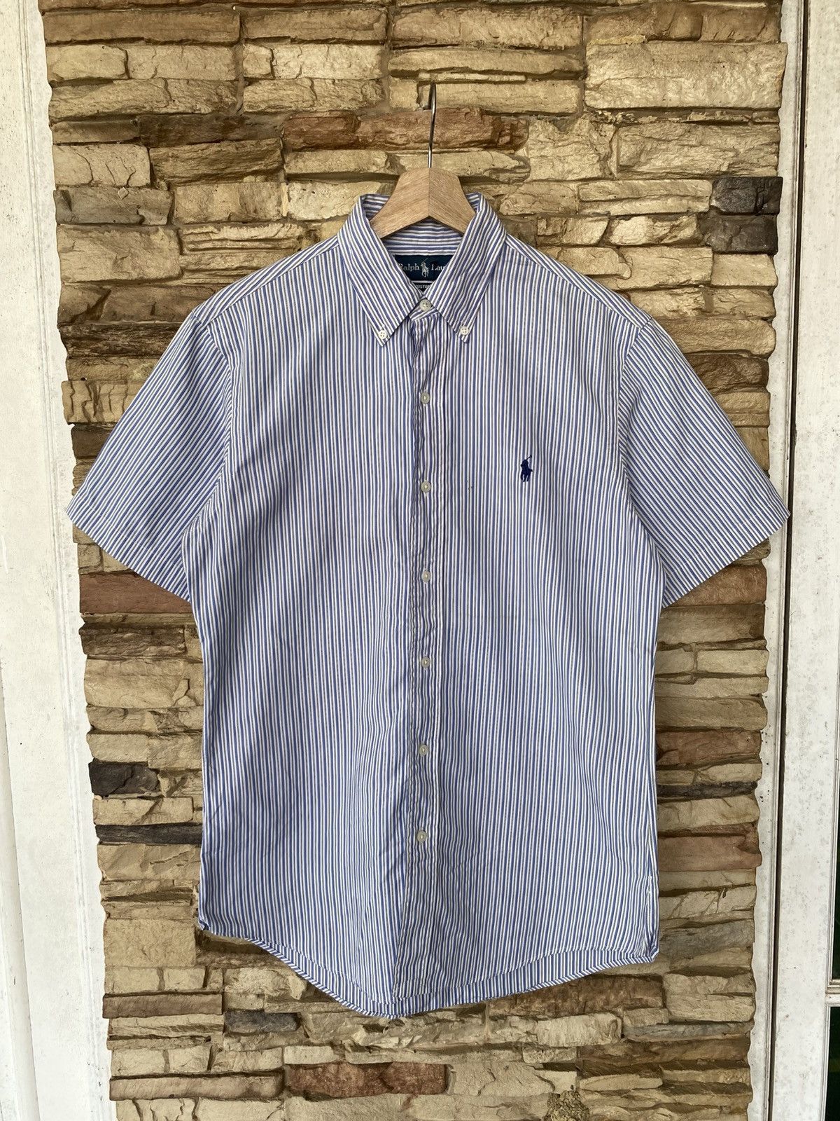 Vintage Polo Ralph Lauren Stripes Button Ups Short Sleeve Shirt Formal