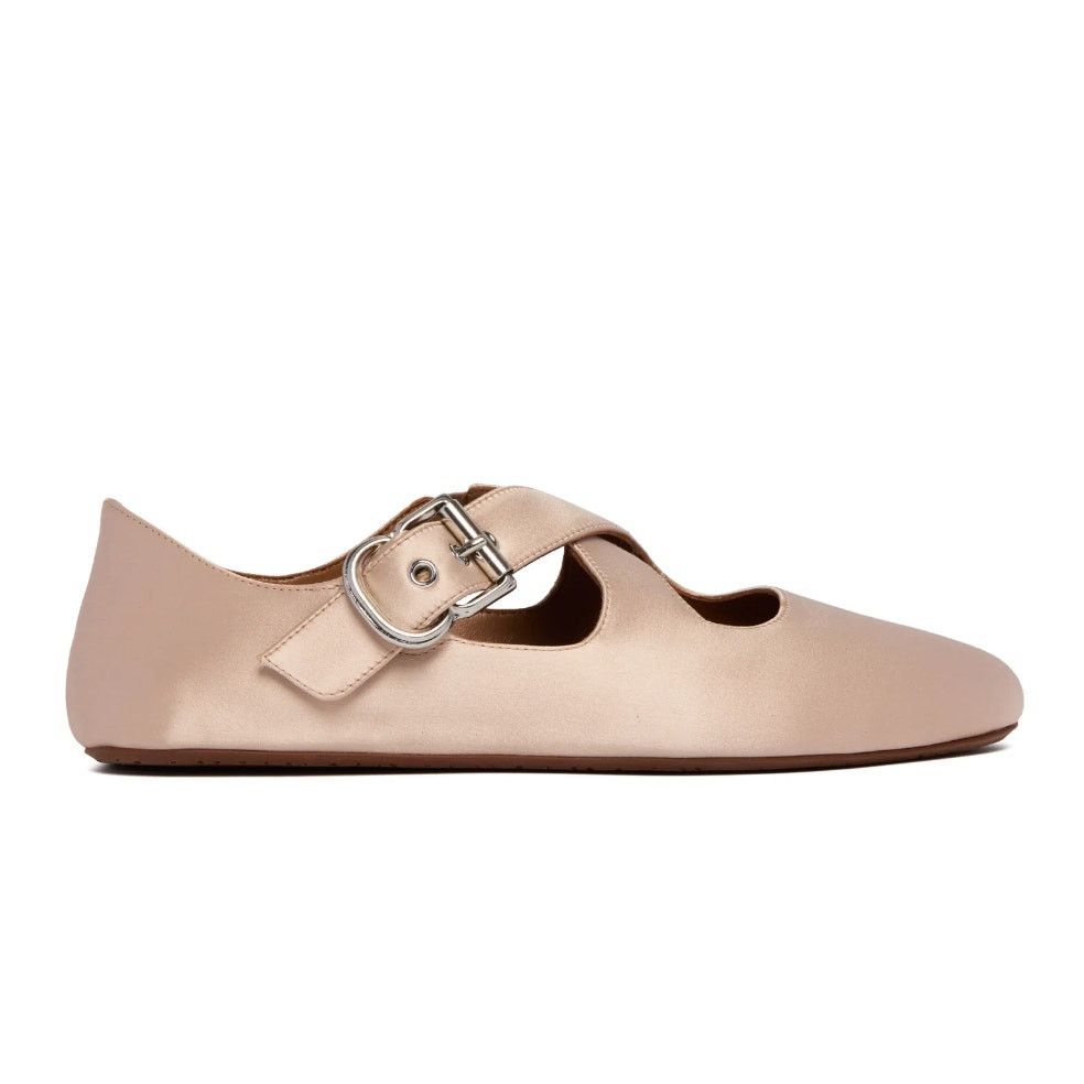 Alaia ALAIA | Criss Cross Satin Ballet Flat in Nude Baby Pink 36 Size US 6 / IT 36 - 1 Thumbnail
