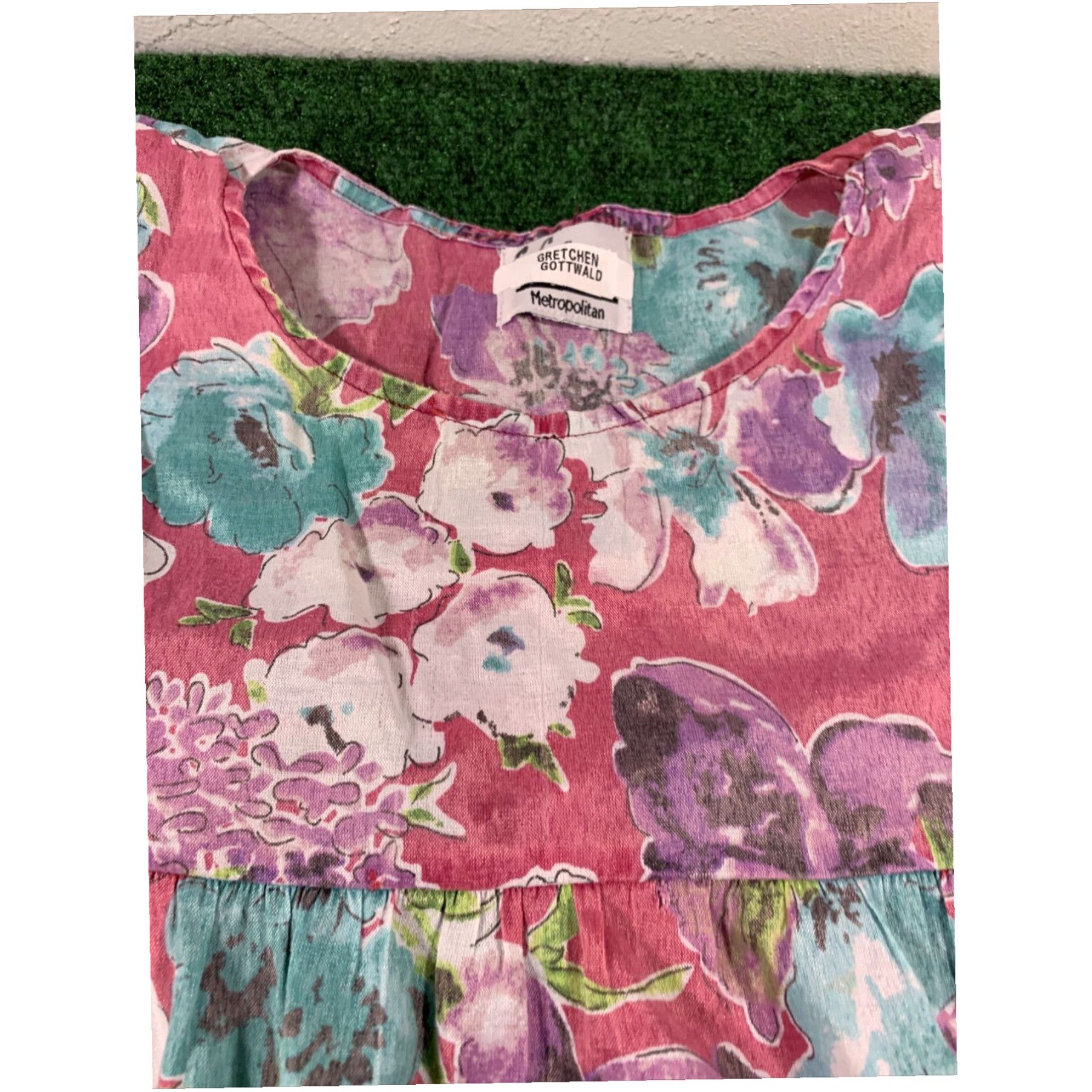 Pinko VTG MUUMUU Pink Floral W/pockets Size Large Day Dress Size L / US 10 / IT 46 - 4 Thumbnail