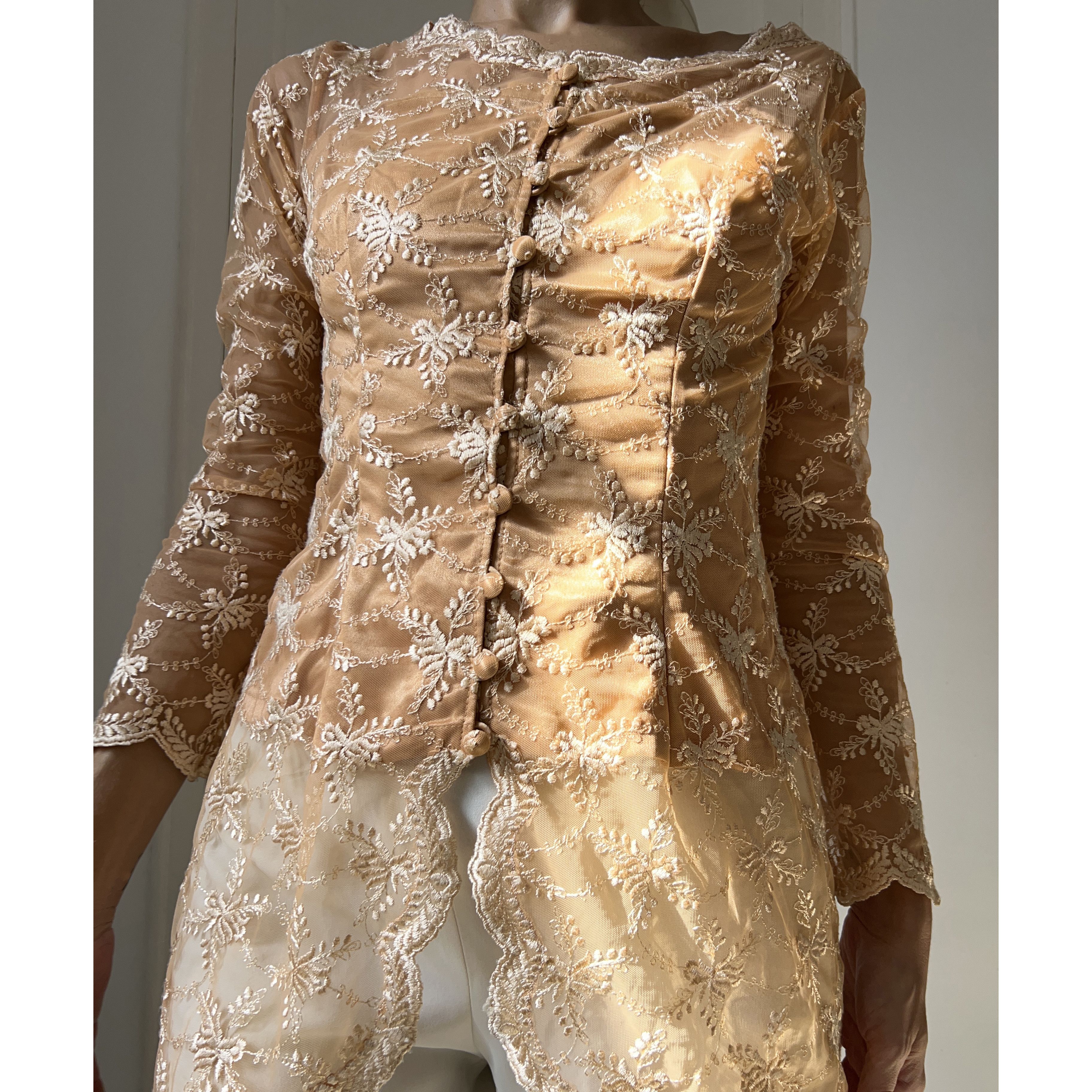 Vintage Vintage Orange Lace Kebaya Dress Size M / US 6-8 / IT 42-44 - 8 Thumbnail