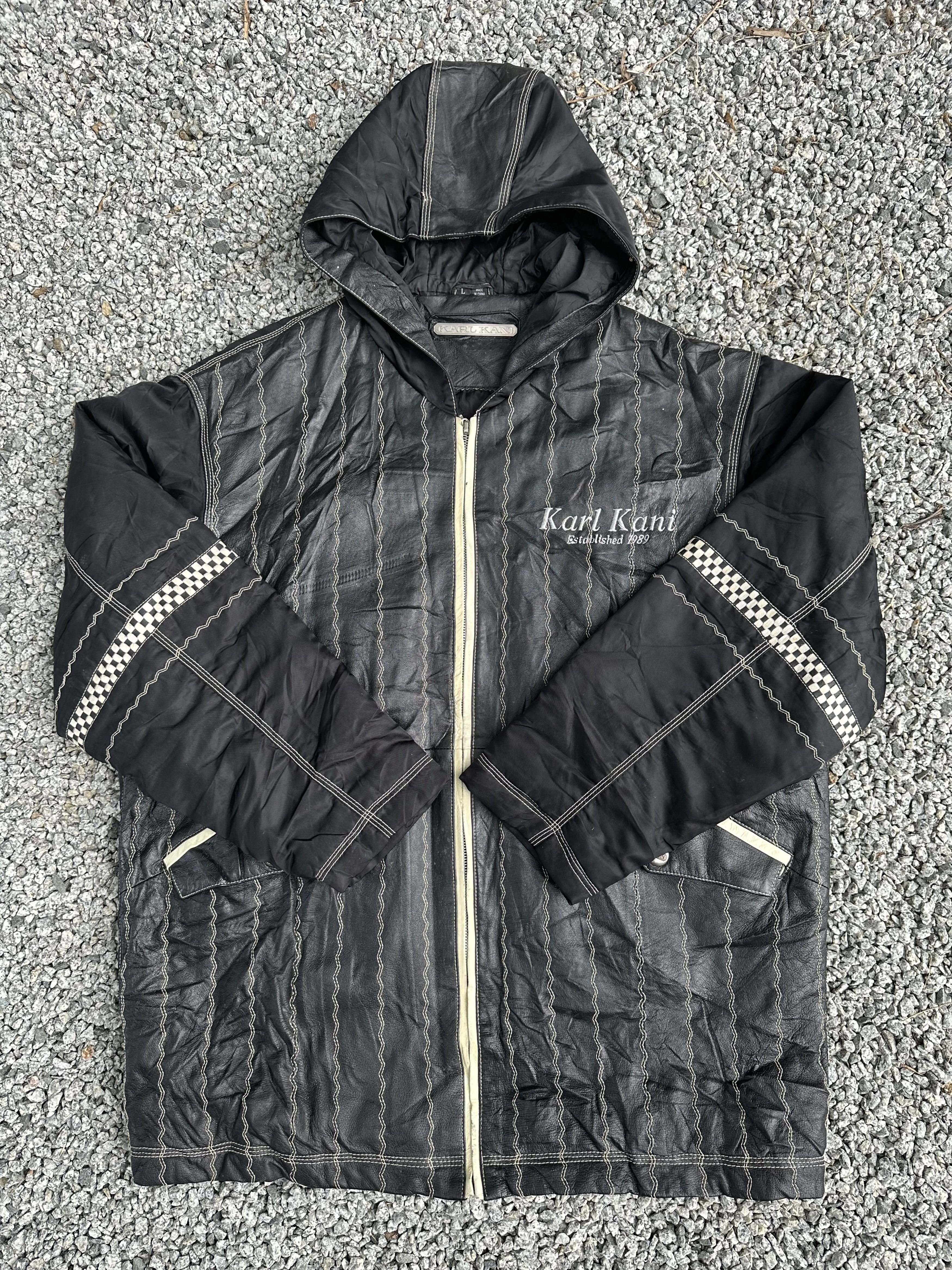 Karl Kani Vintage 90s Karl Kani 68 Leather Racing Team Jacket Size US L / EU 52-54 / 3 - 3 Thumbnail