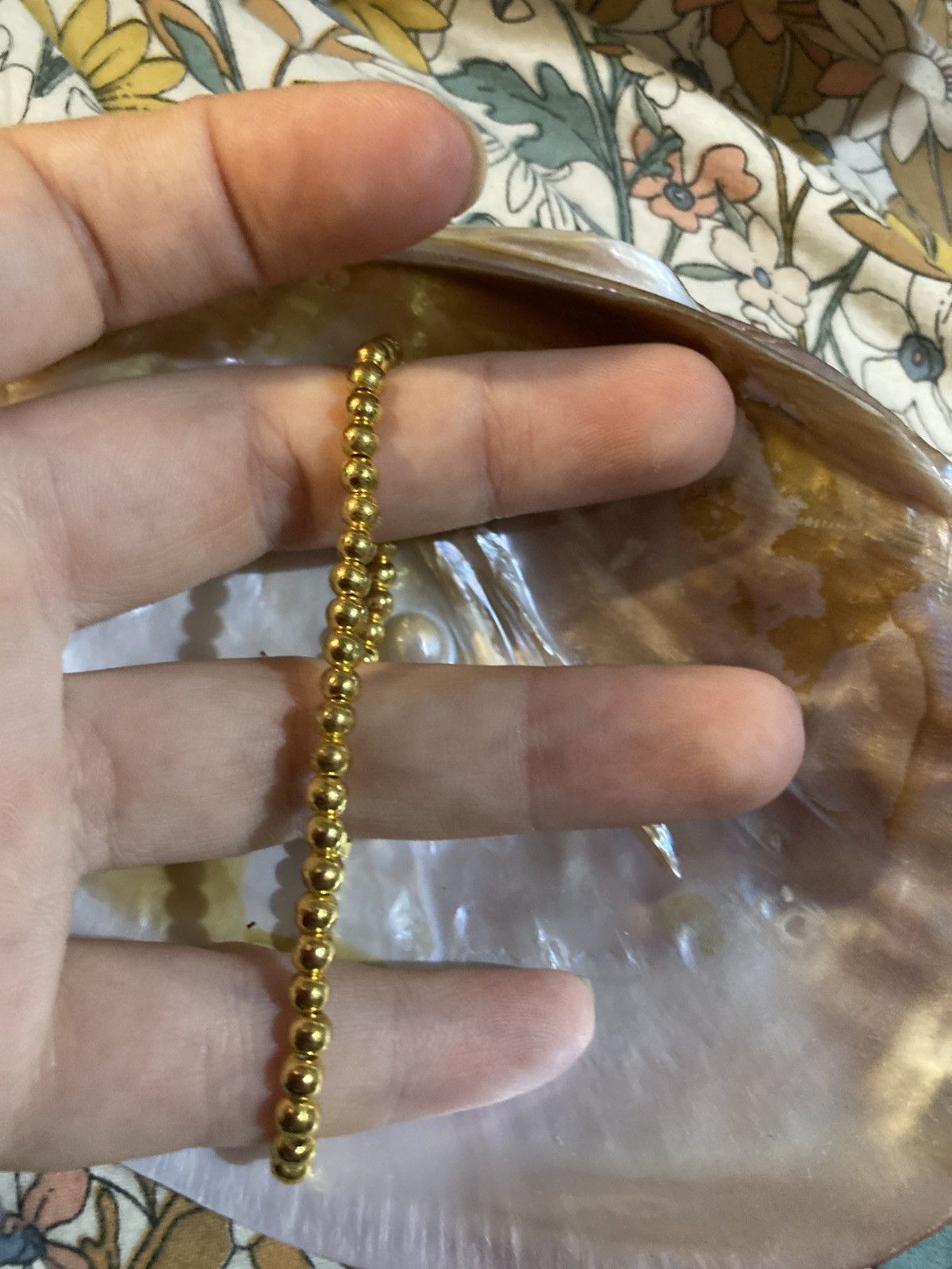 Other Yellow gold coloured circle beaded bracelet Size ONE SIZE - 2 Thumbnail