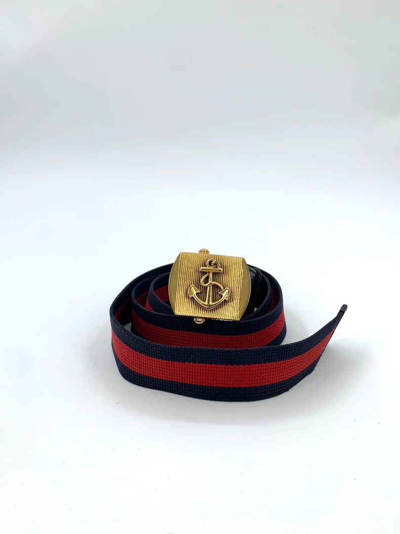 Gucci Gucci Gold anchor canvas leather belt 2502-Nextarrow Size ONE SIZE - 1 Thumbnail
