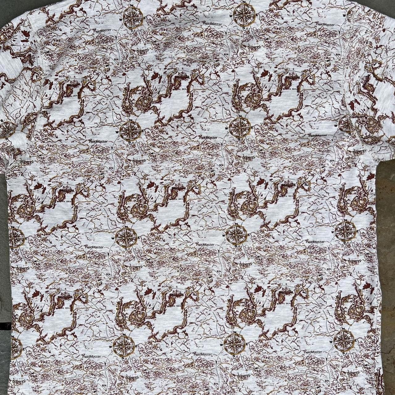 Fieldmaster Y2K Compass Map Pattern Short Sleeve Henley T-Shirt Size US XL / EU 56 / 4 - 5 Thumbnail