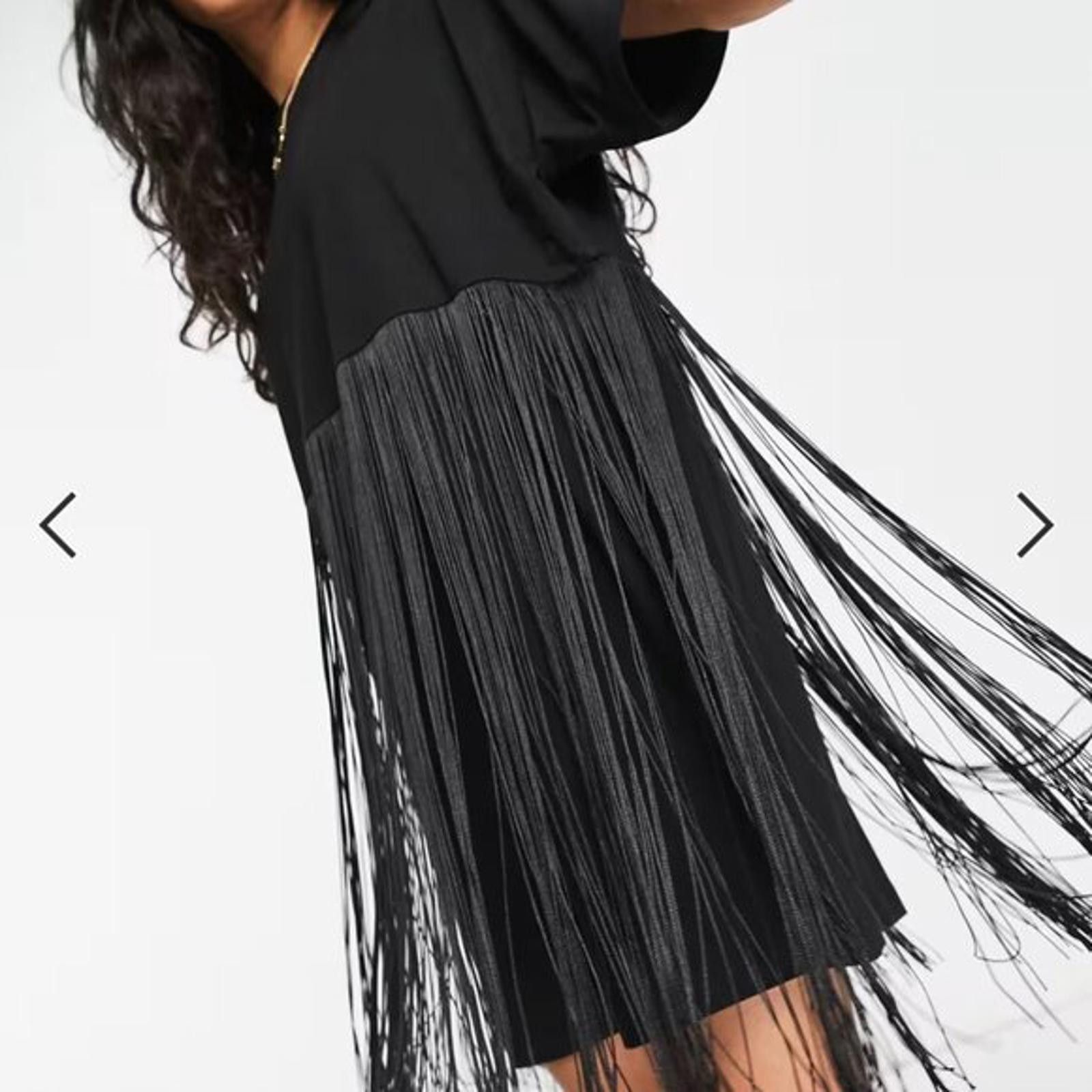 Other ASOS DESIGN Black Fringe Knee-Length Dress Size M / US 6-8 / IT 42-44 - 1 Thumbnail