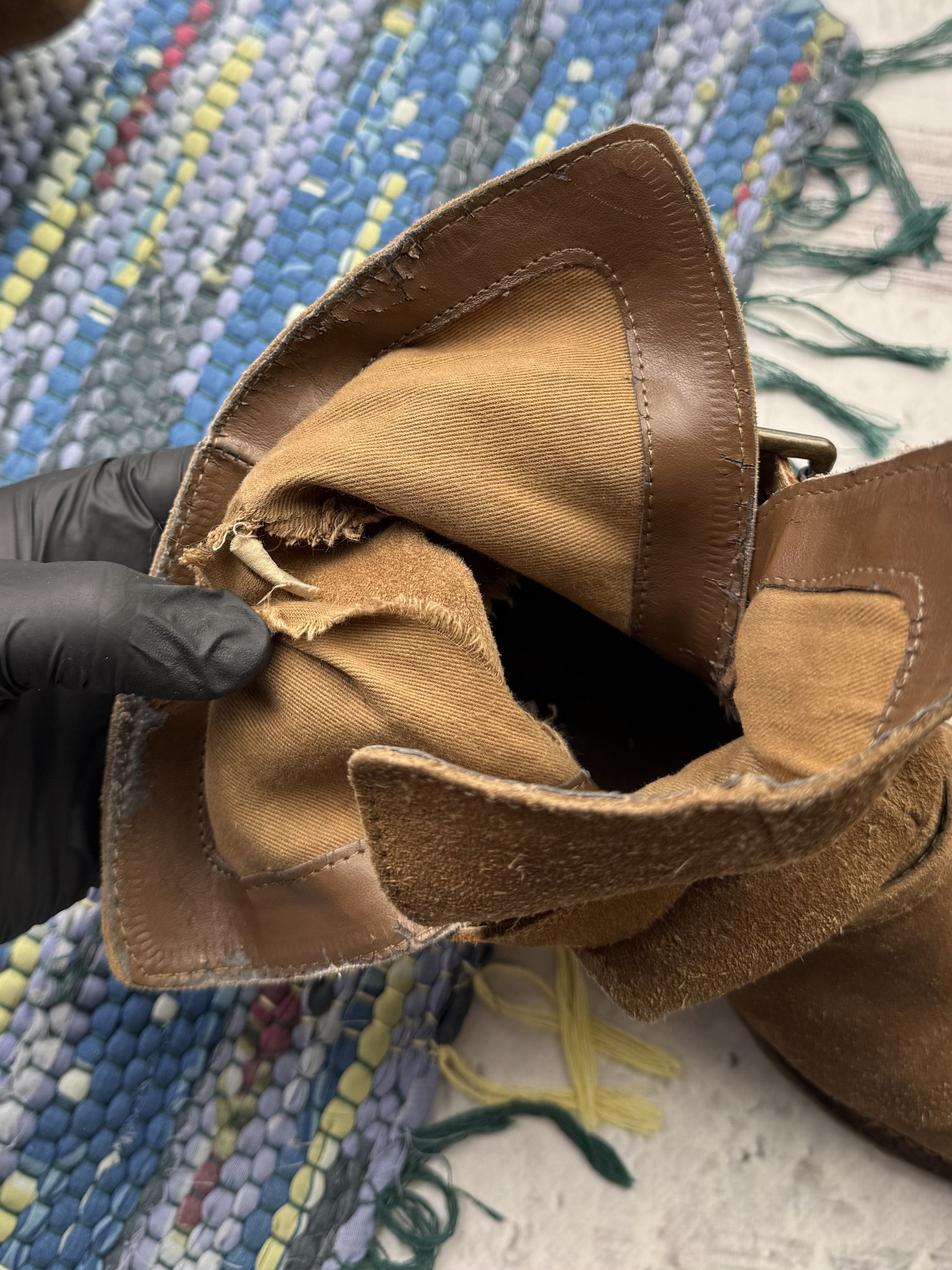 Japanese Brand Vintage Suede Thrashed Boots With Straps A659D14(394) Size US 7 / IT 37 - 15 Thumbnail