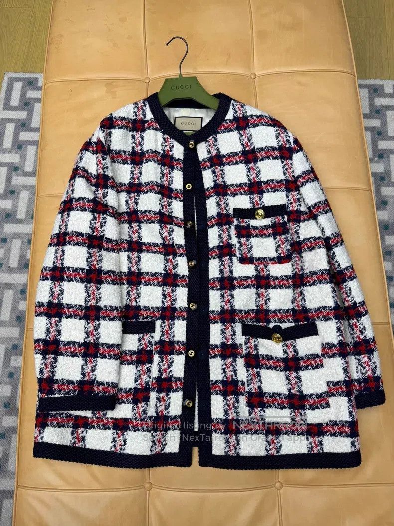 Gucci Loose plaid tweed jacket