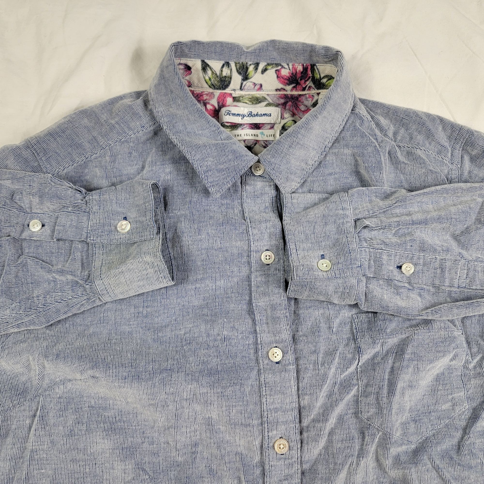 Tommy Bahama Tommy Bahama Mens Blue Large Long Sleeve Button Shirt Live T Size US L / EU 52-54 / 3 - 3 Thumbnail