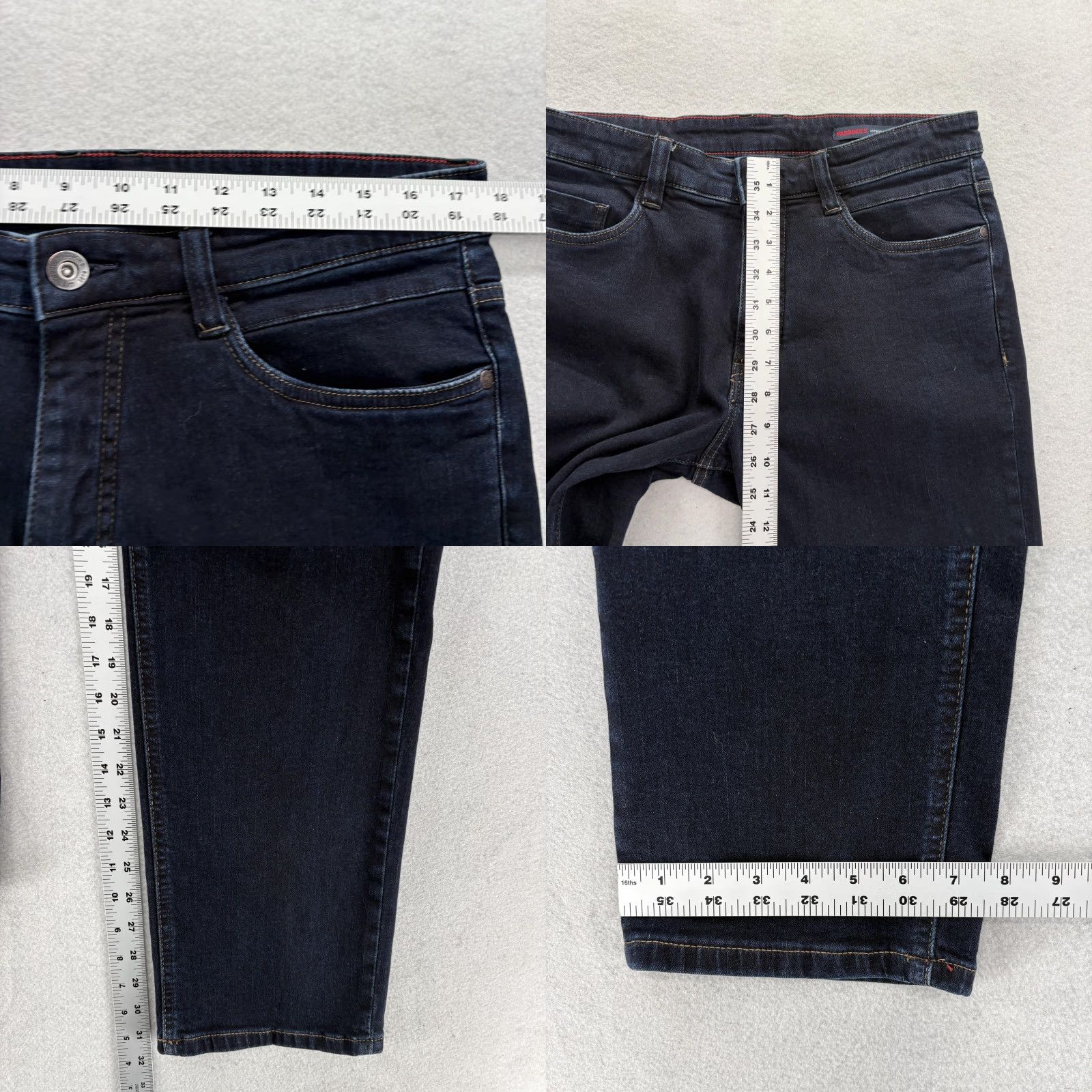Denime Paddock's Ranger Jeans Mens 36x32 Blue Dark Wash Regular Straight Stretch Denim Pants Size US 36 / EU 52 - 8 Thumbnail