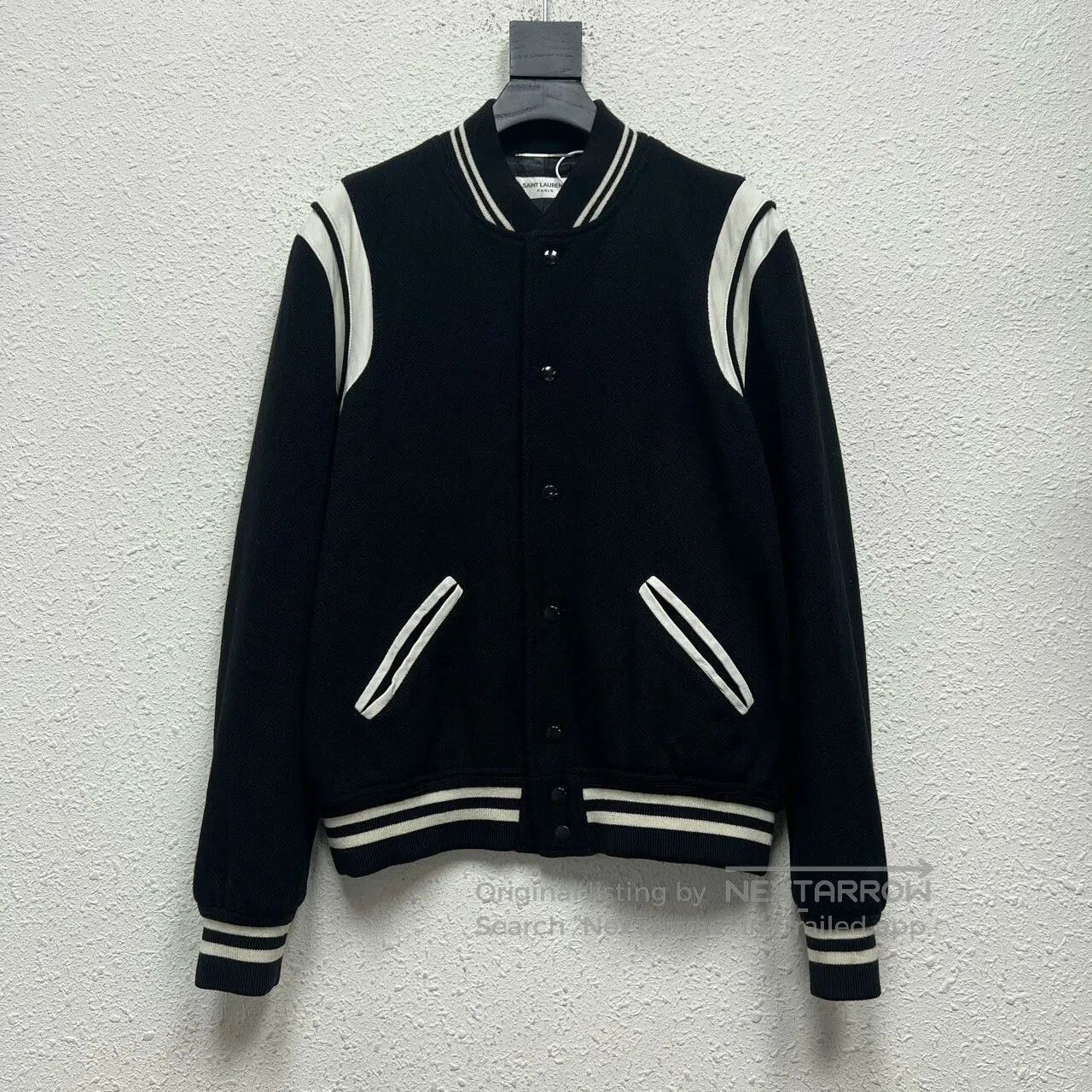 Saint Laurent Paris black and white wool baseball jacket for men. Size US L / EU 52-54 / 3 - 1 Thumbnail