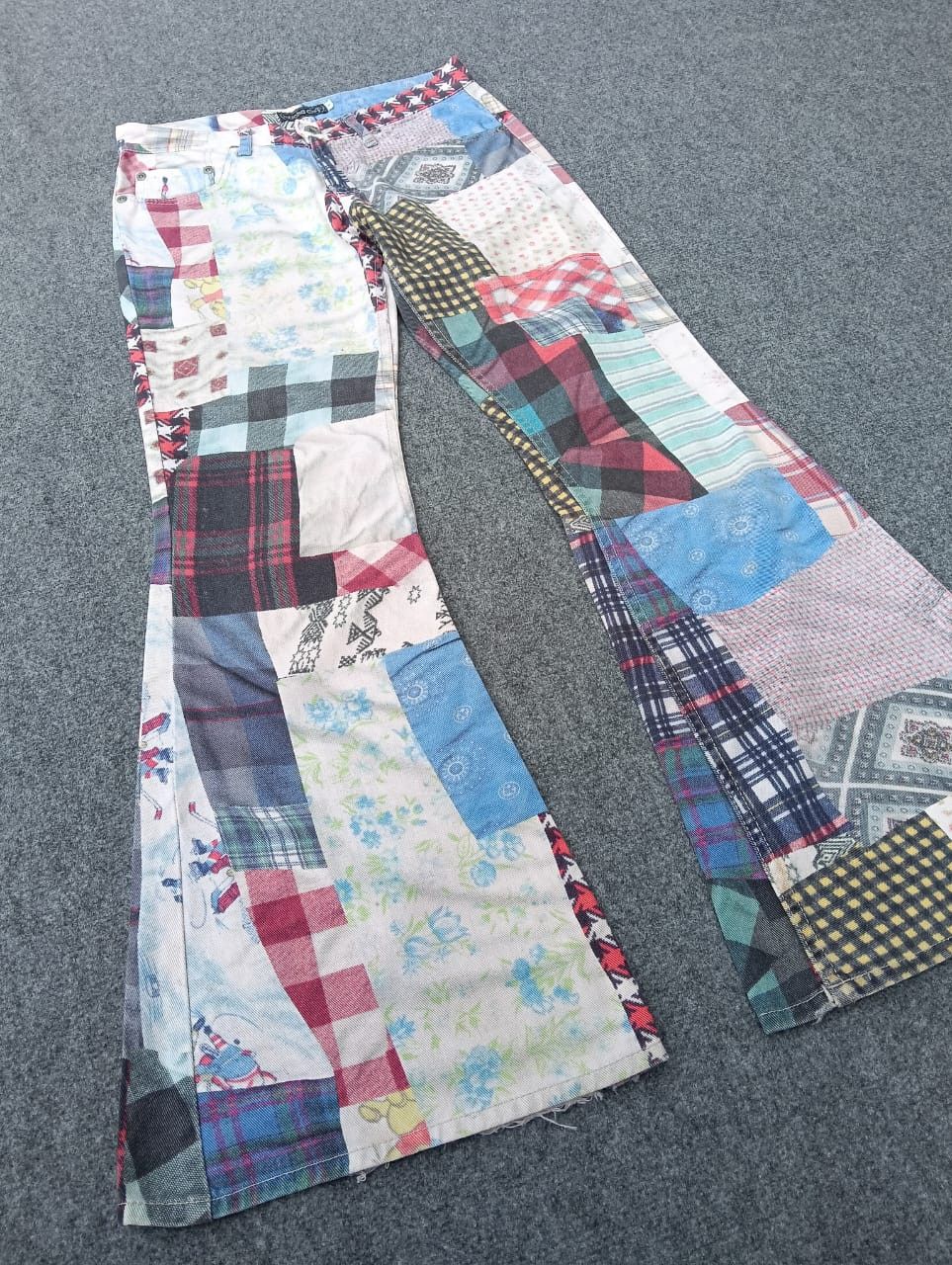 Japanese Brand Muchacha patchwork Flare pants - rare vintage style. Size 28" / US 6 / IT 42 - 1 Thumbnail