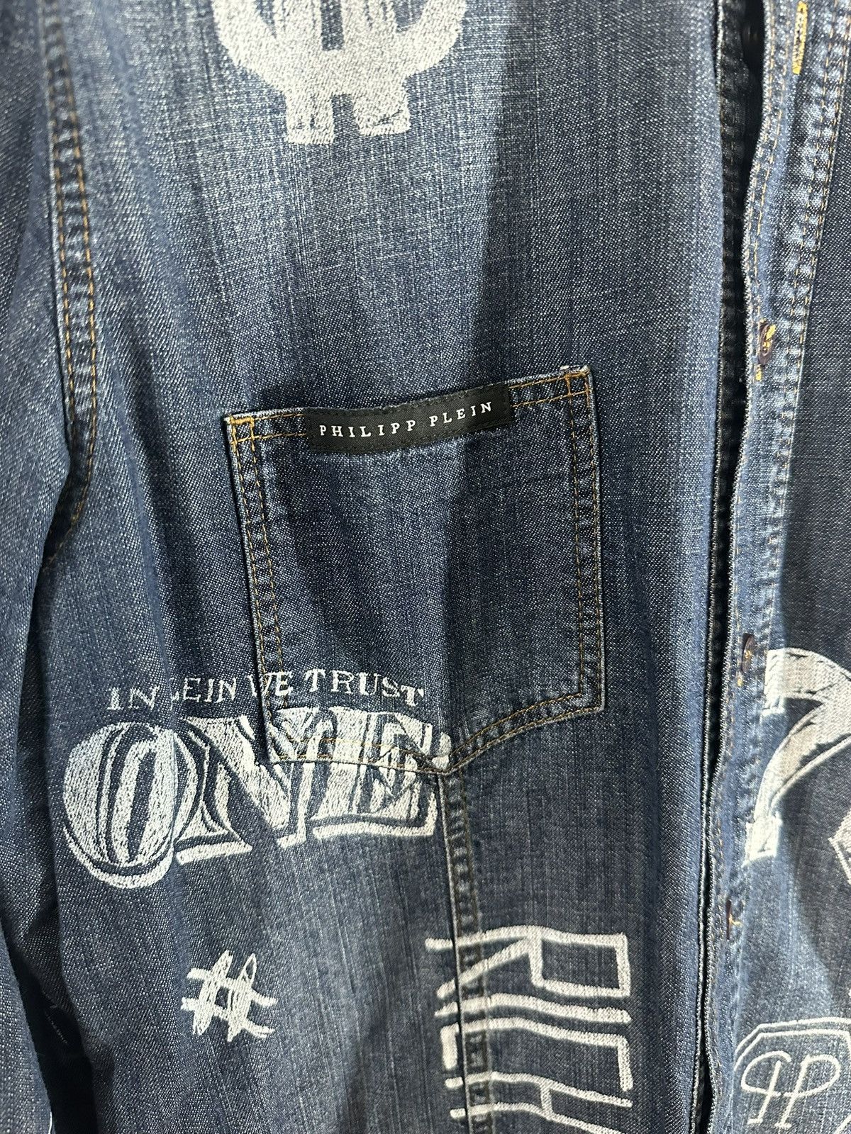 Philipp Plein Philipp Plein Denim Shirt Size US XL / EU 56 / 4 - 7 Thumbnail