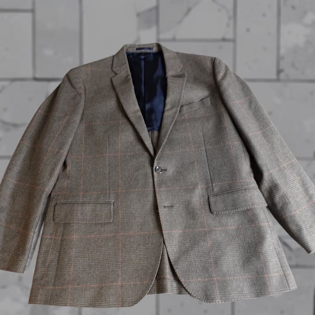 J.Crew J.Crew Blazer 44R Blue Crosby Glen Plaid Jacket/Coat Wool Notch Lapel Two-Button Single-Breasted Mens Regular Fall/Winter Vintage: No Size 44R - 1 Thumbnail