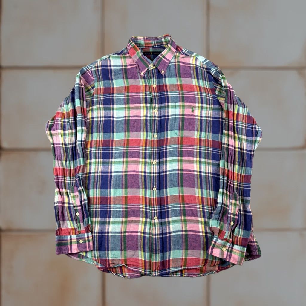 Polo Ralph Lauren Polo Ralph Lauren Shirt Men XL Multicolor Plaid Linen Button Down Pony Size US XL / EU 56 / 4 - 1 Thumbnail