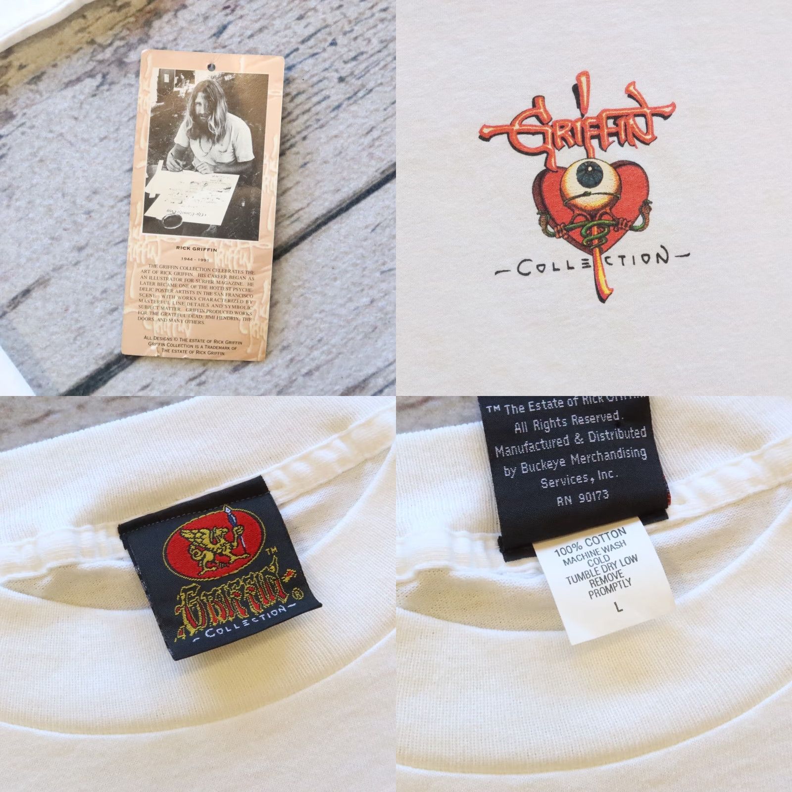 Griffin VINTAGE San Mexcalito Rick Griffin Tshirt L White 90s Mens Size US L / EU 52-54 / 3 - 8 Thumbnail