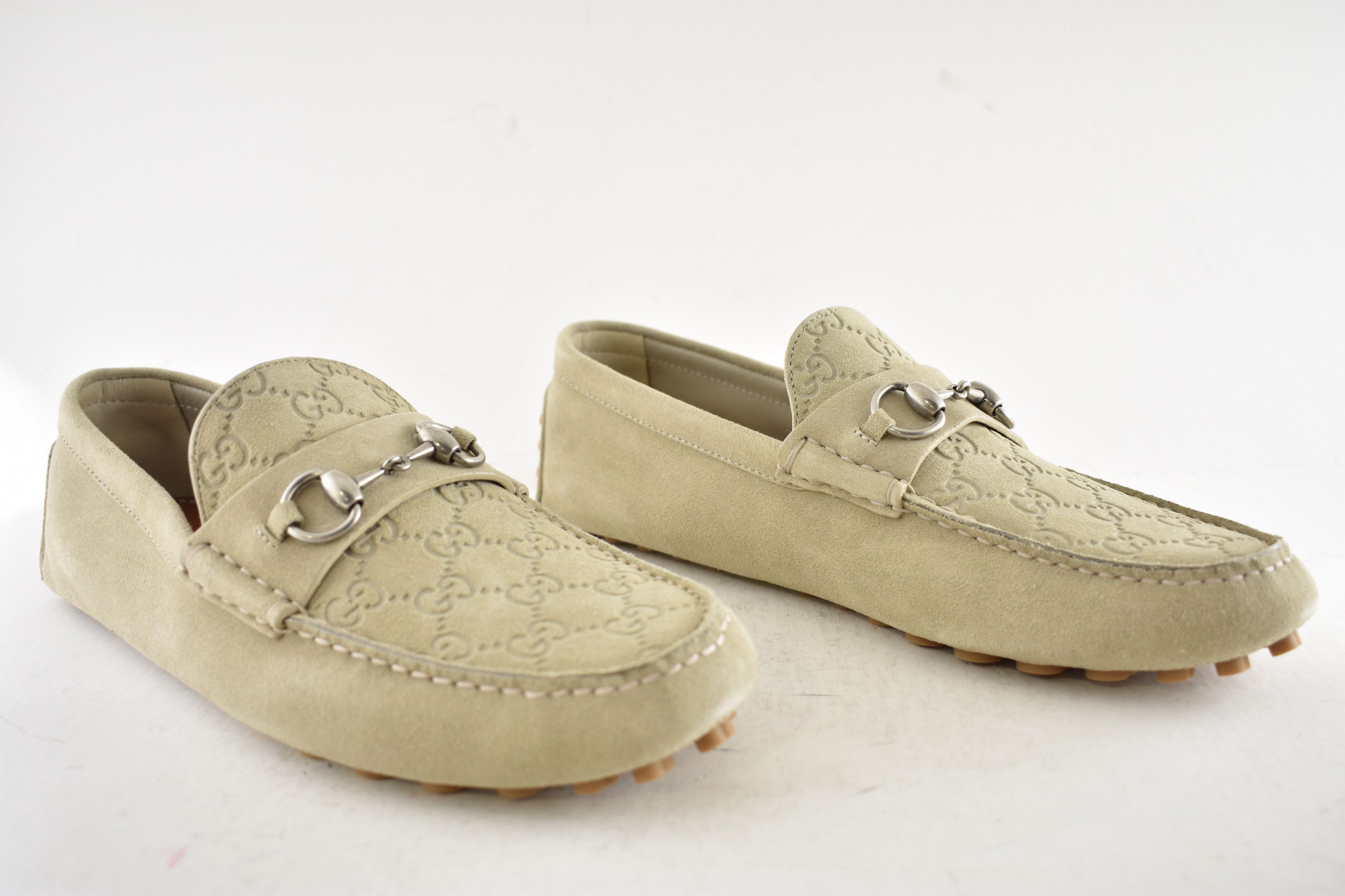 Gucci Gucci Oatmeal Suede Logo Horsebit Driver Loafer G 11 US 12 Size US 12 / EU 45 - 6 Thumbnail