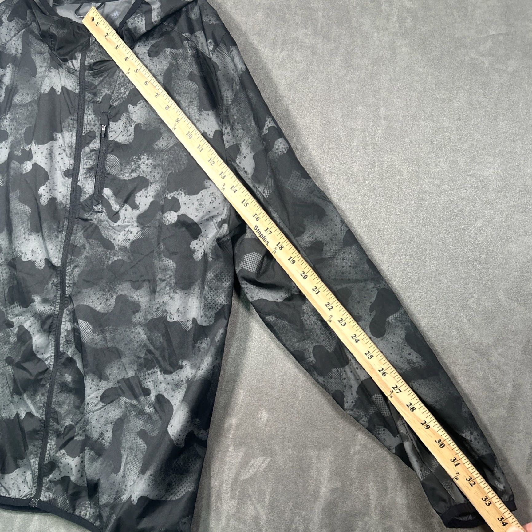 Adidas Adidas Running Black Camo Hoodie Windbreaker Jacket Mens L Full Zip Size US L / EU 52-54 / 3 - 7 Thumbnail