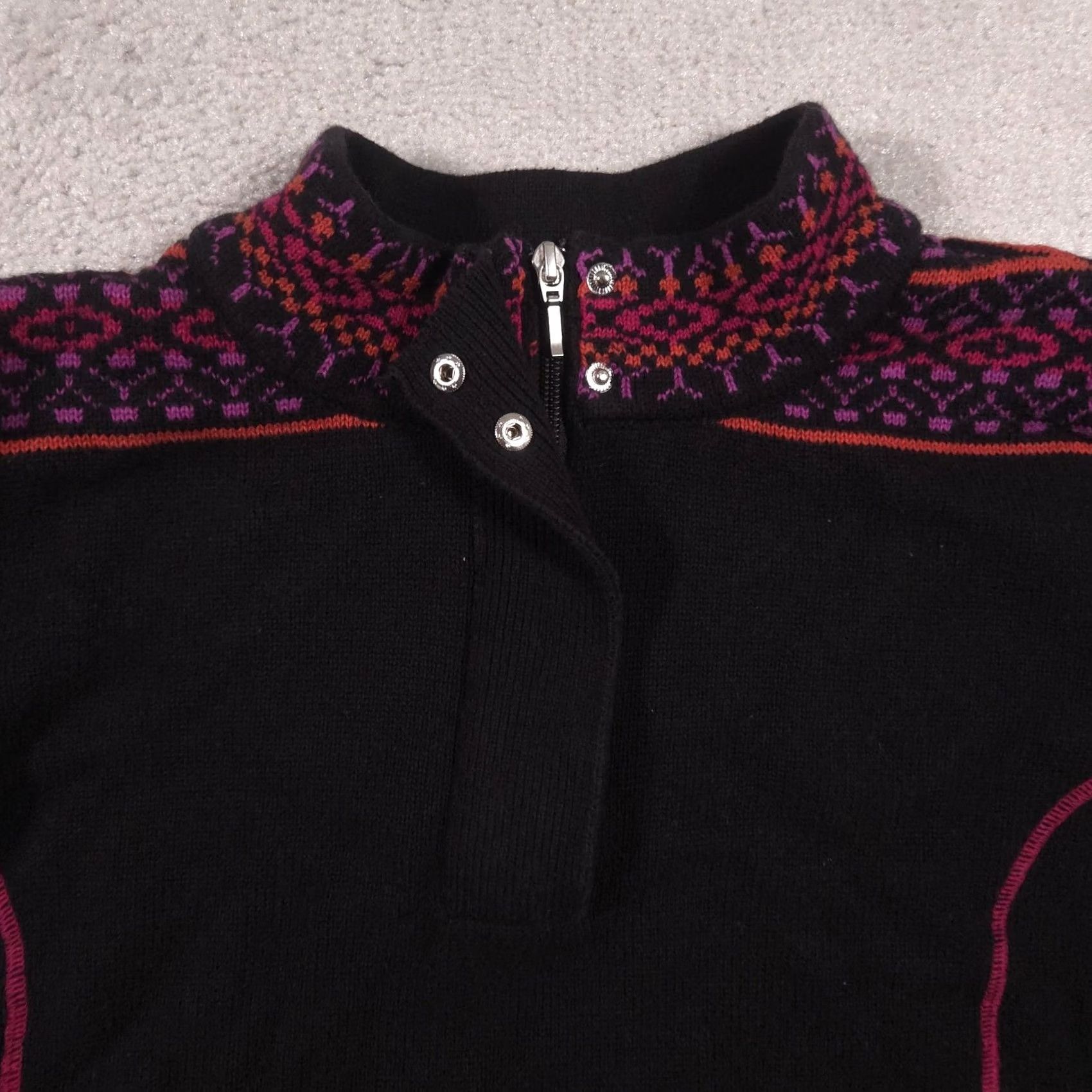 Vintage VINTAGE CJ Banks Sweater Womens 2X Black Mock Neck 1/4 Zip Fair Isle Ski Knit Pullover Size XXL / US 16-18 / IT 52-54 - 4 Thumbnail