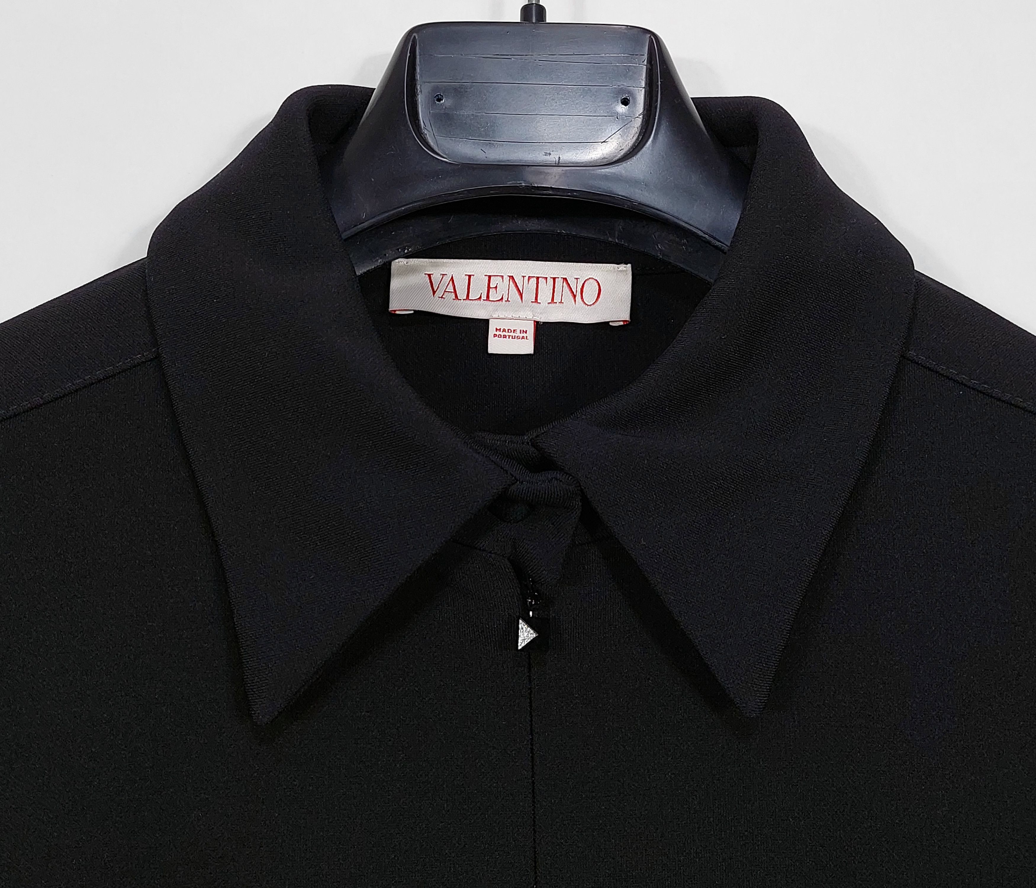 RED Valentino belted viscose half zip LS mini dress - black 44 Size M / US 6-8 / IT 42-44 - 2 Thumbnail