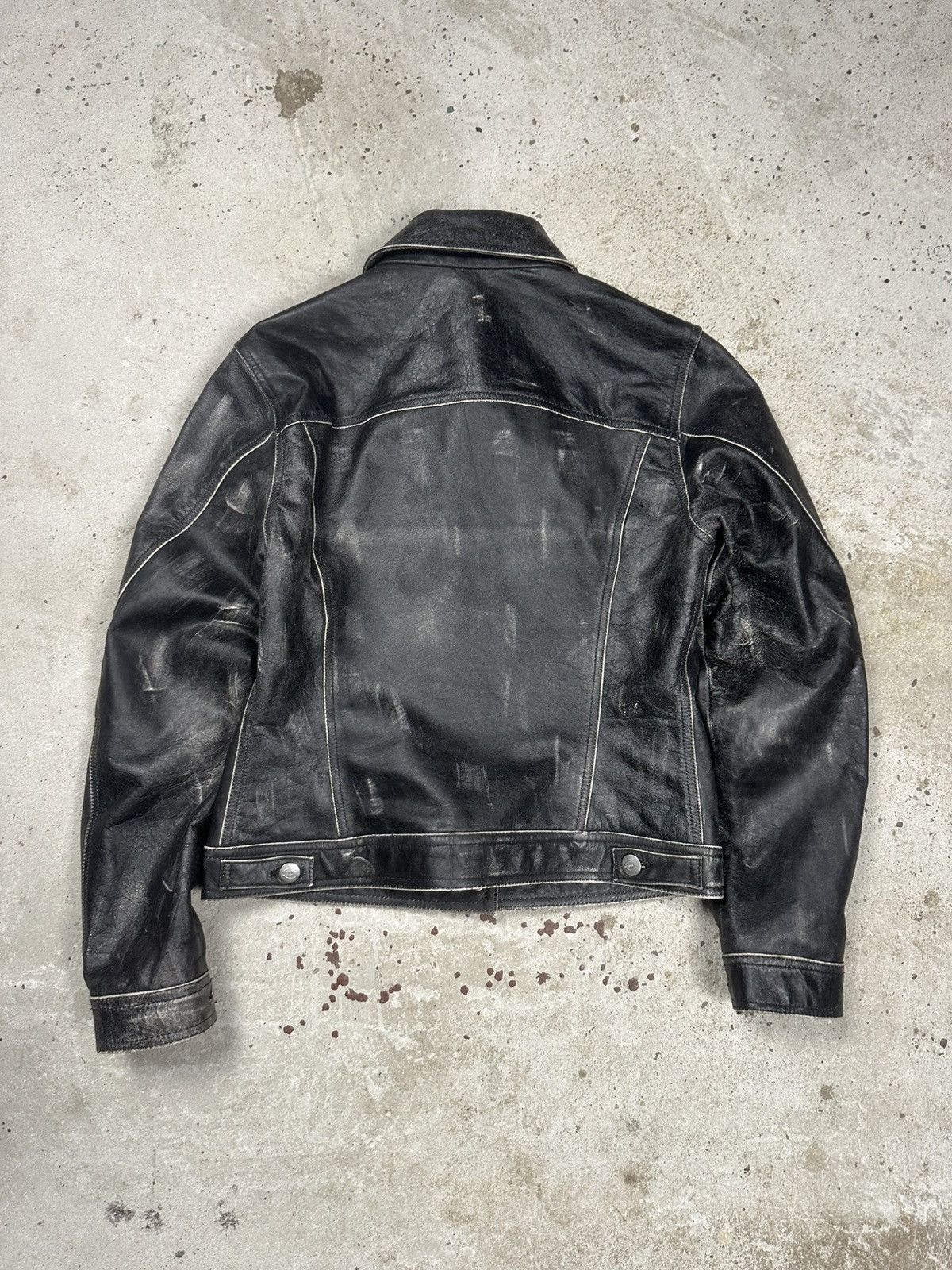 Just Cavalli Cavalli 2000s Eroded Brut Archive Leather Trucker Jacket Size M / US 6-8 / IT 42-44 - 2 Thumbnail