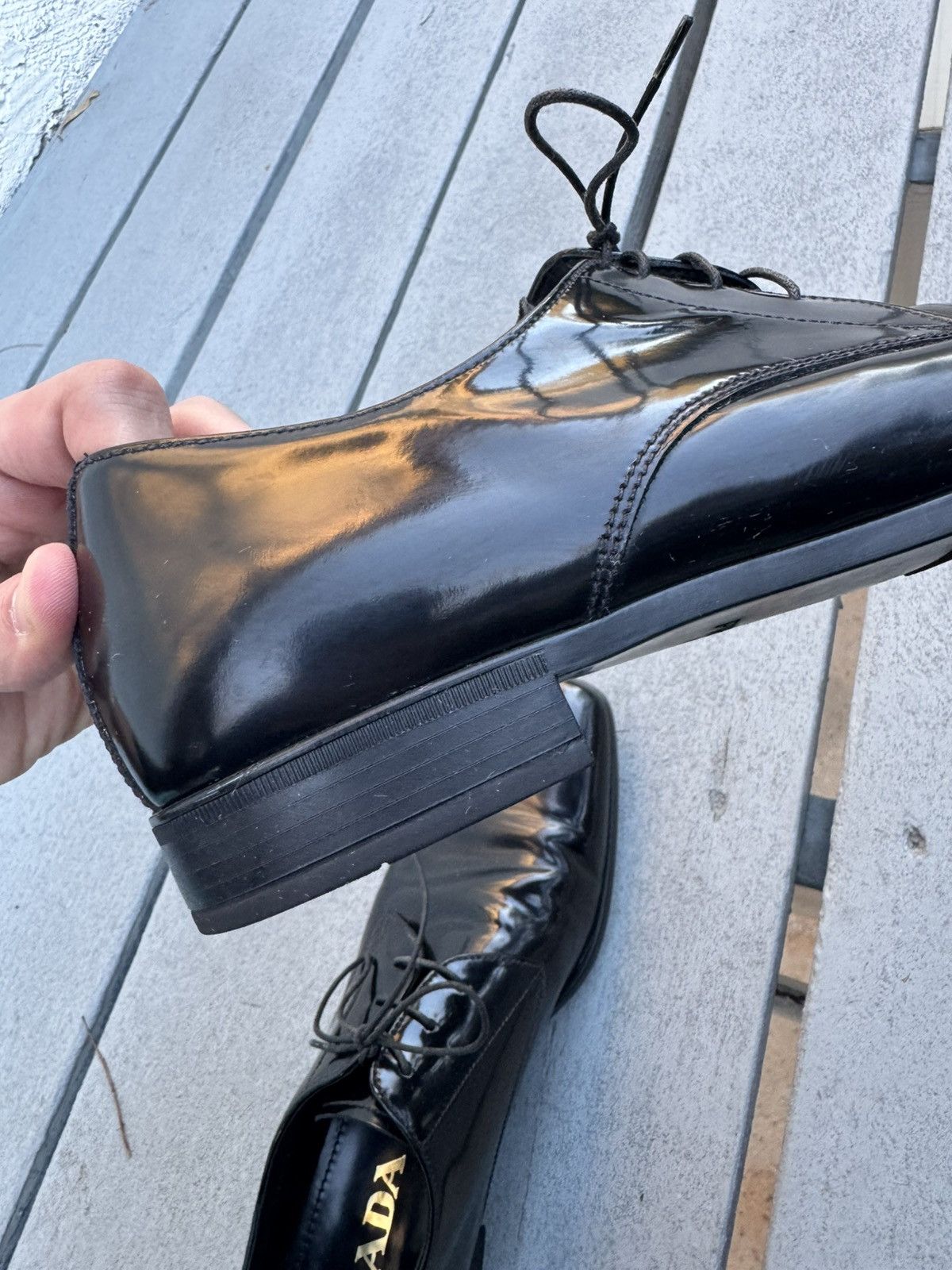 Prada Shiny black Prada dress shoes Size US 6 / EU 39 - 8 Thumbnail