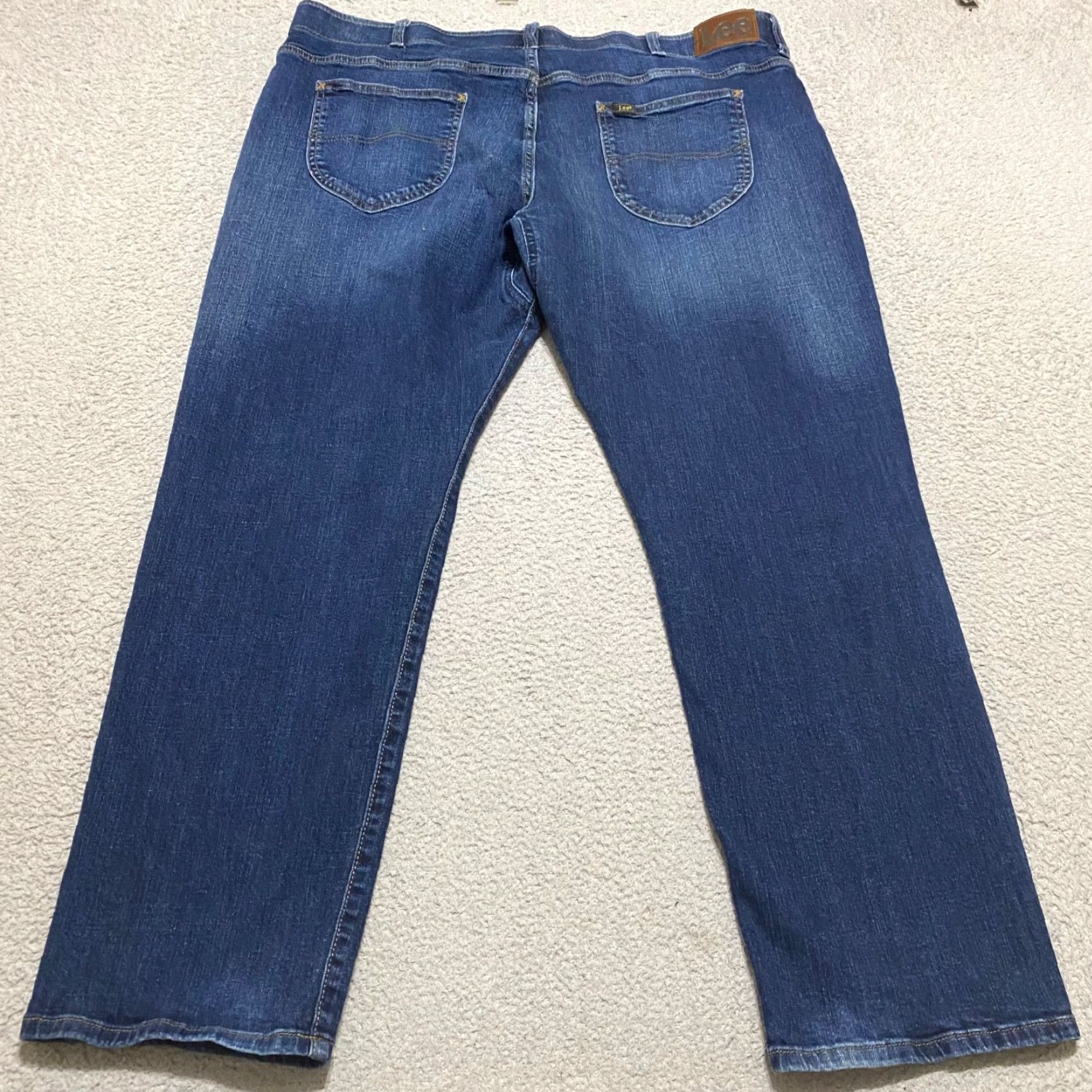 Lee Lee Jeans Mens Jeans 42x30 Blue Denim Dark Wash Straight Leg Motion Stretch Regular Fit 5-Pocket Mens with Logo Button Zip Black Label? Size US 42 / EU 58 - 2 Thumbnail